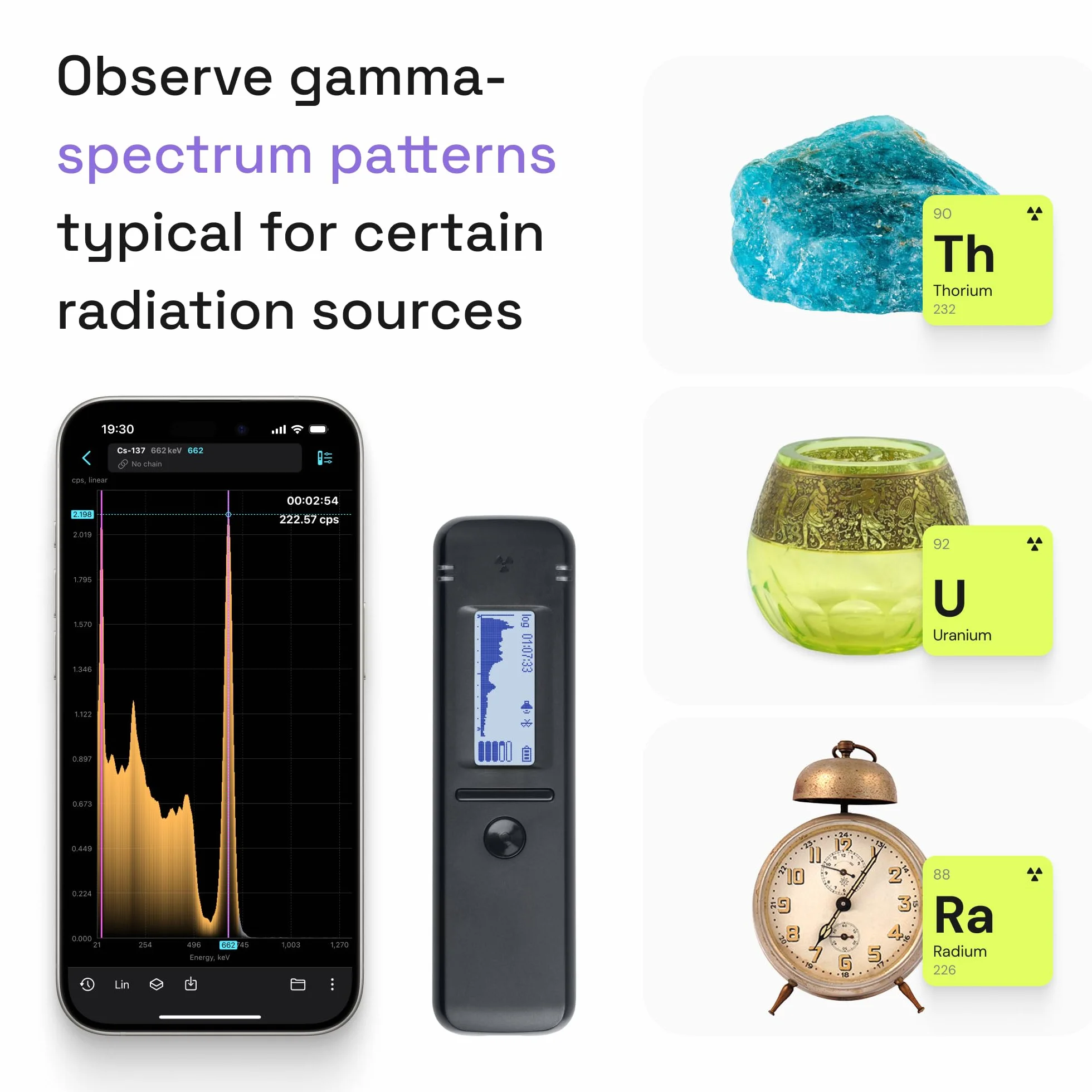 Radiacode-102 Contatore Geiger Intelligente con App Gratuita – Rilevatore di Radiazioni Nucleari e Spettrometro Isotopico, Mappa GPS in Tempo Reale, Dosimetro Personale Gamma
