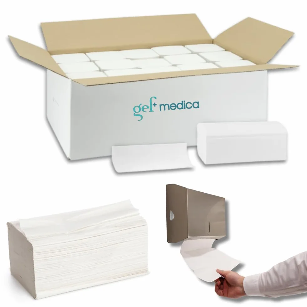Gef Medica - Asciugamani Monouso in Pura Cellulosa, 2 Veli, Piegati a V - 9000 Pezzi (45 Confezioni da 200) - Super Assorbenti, Morbidi, Compatibili con Dispenser - Made in Italy