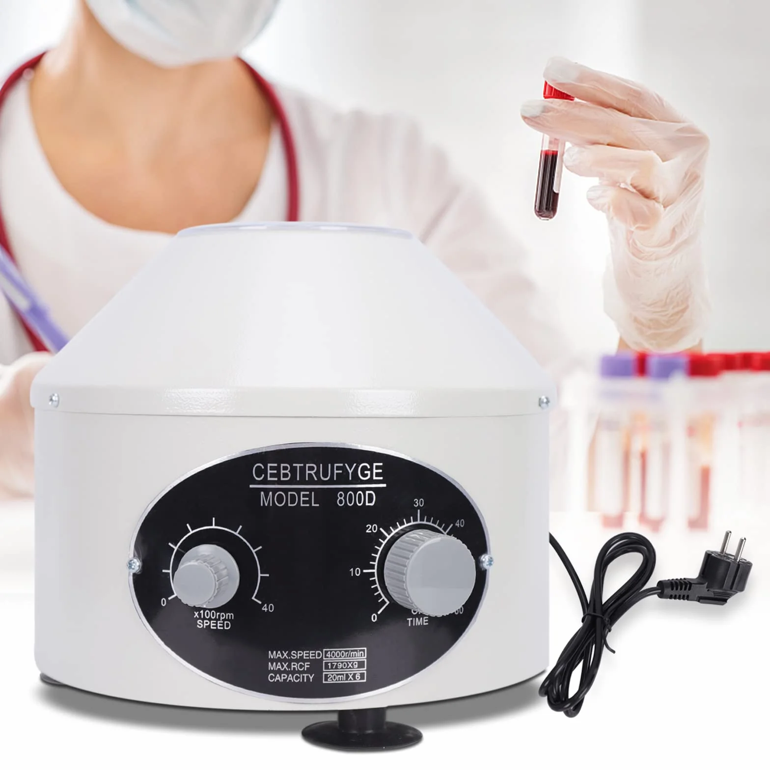 6 x 20 ml PRP centrifuga elettrica da laboratorio 4000 giri/min, piccola centrifuga medica con velocità regolabili e timer per plasma e siero negli ospedali