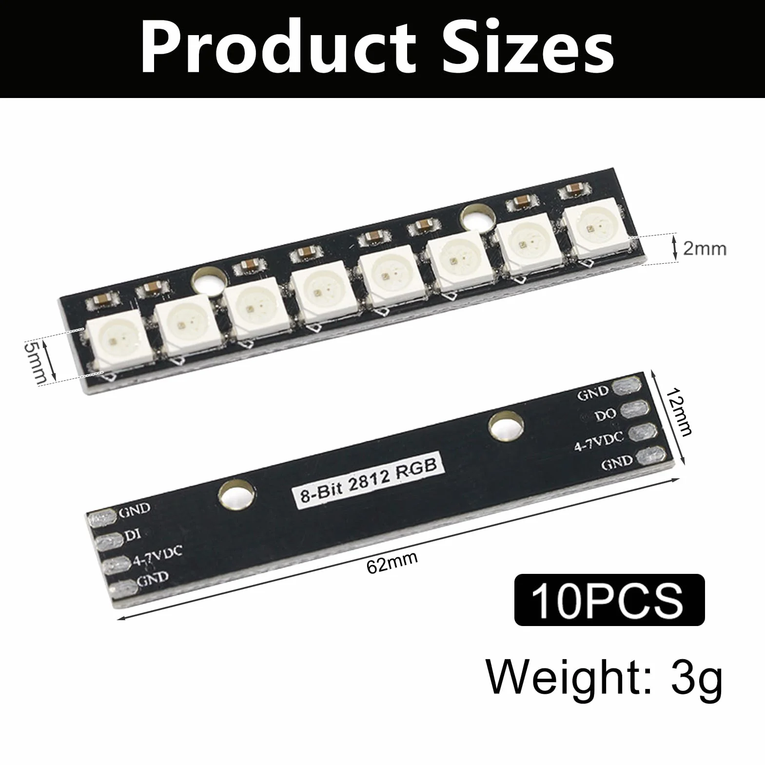 Joycabin 10 pezzi 8 bit WS2812 RGB LED Modul, 5050 LED Stick Built-in Driver Luce Colorata Scheda di Sviluppo Compatibile per Arduino Raspberry Pi ESP32