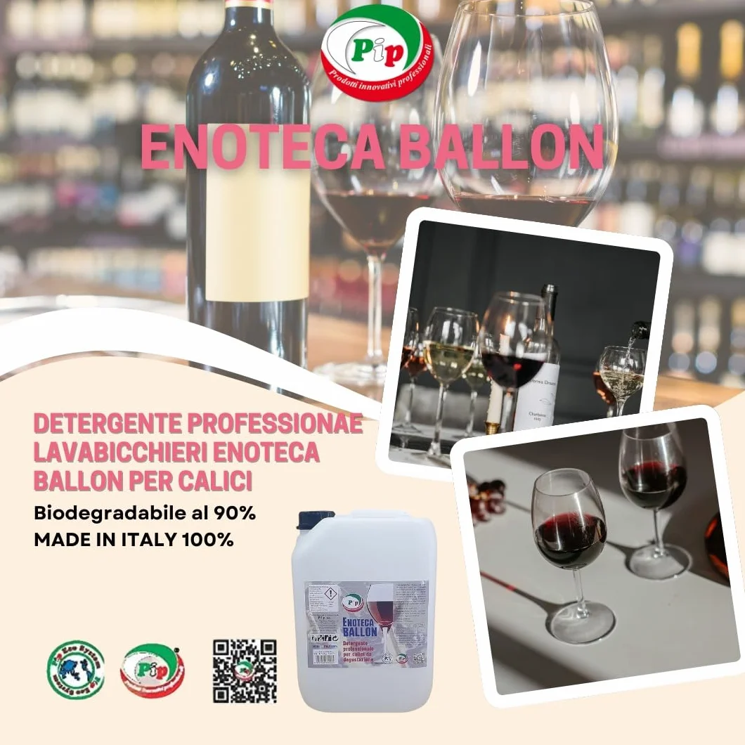 PIP Detergente Lavabicchieri Enoteca Ballon + Brillantante Lavastoviglie Ballon, Set 1+1 TK T5, Detersivo Stoviglie Industriale, Additivo Lavastoviglie, Anticalcare, HACCP, Specifico Bicchieri Ballon