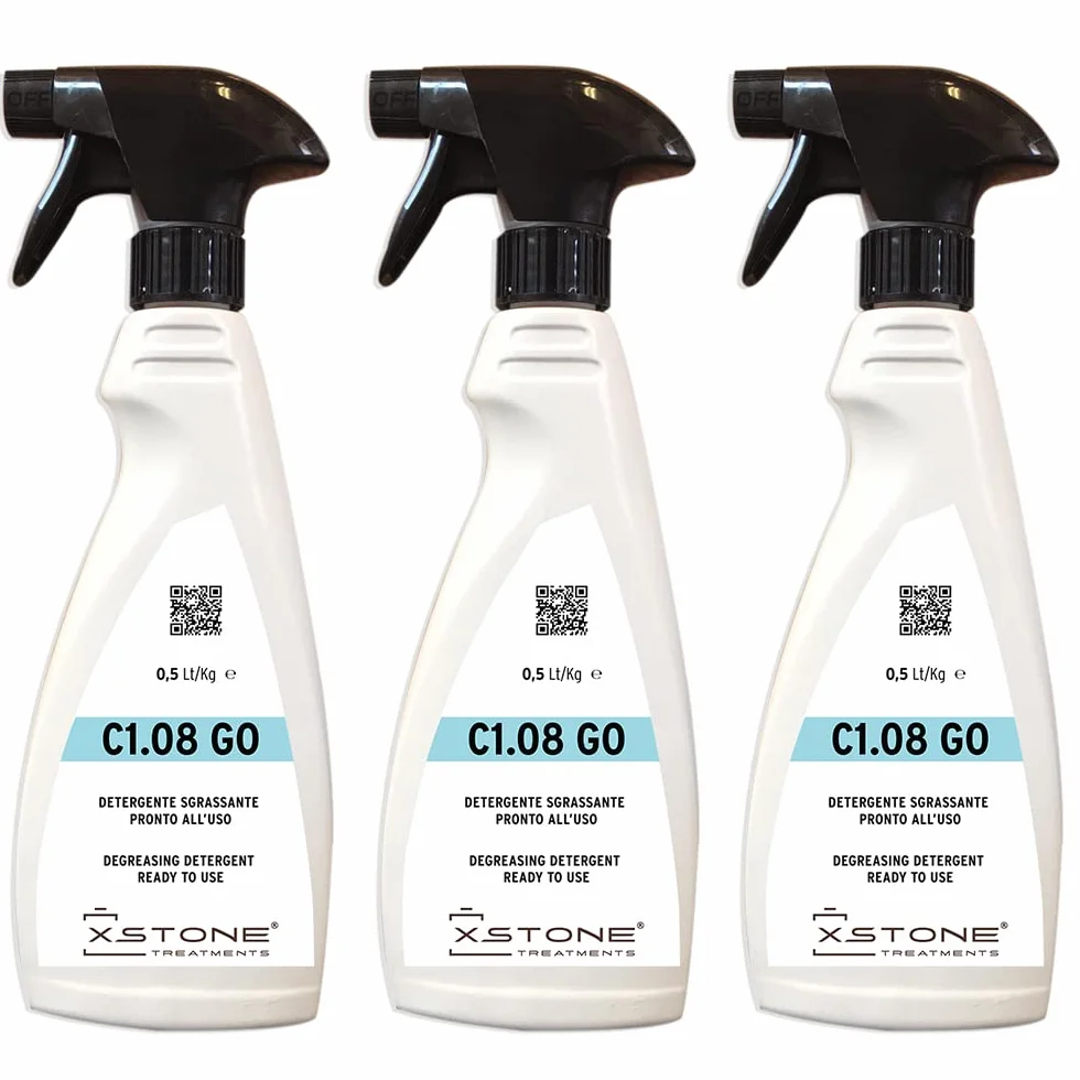 Detergente SGRASSANTE pronto alluso per PULIZIA PROFONDA DI TOP CUCINA/BAGNO, TAVOLI in pietra naturale ecc. Pack 3 x SPRAY da 0,5 Litri