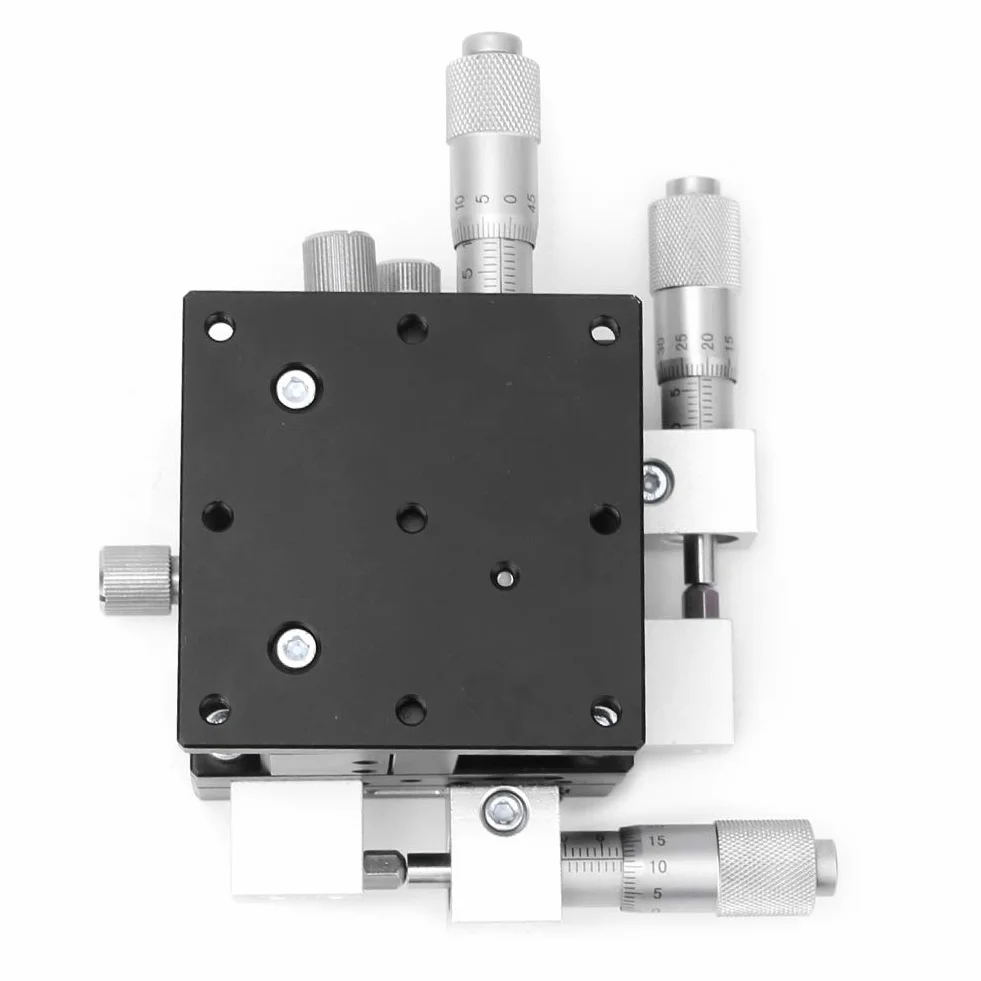 Tavolino lineare manuale a 3 assi XYZ, piattaforma di regolazione del cuscinetto di rifilatura 60x60mm, tavolo scorrevole, tavolo scorrevole della piattaforma di sintonizzazione del cuscinetto dello s
