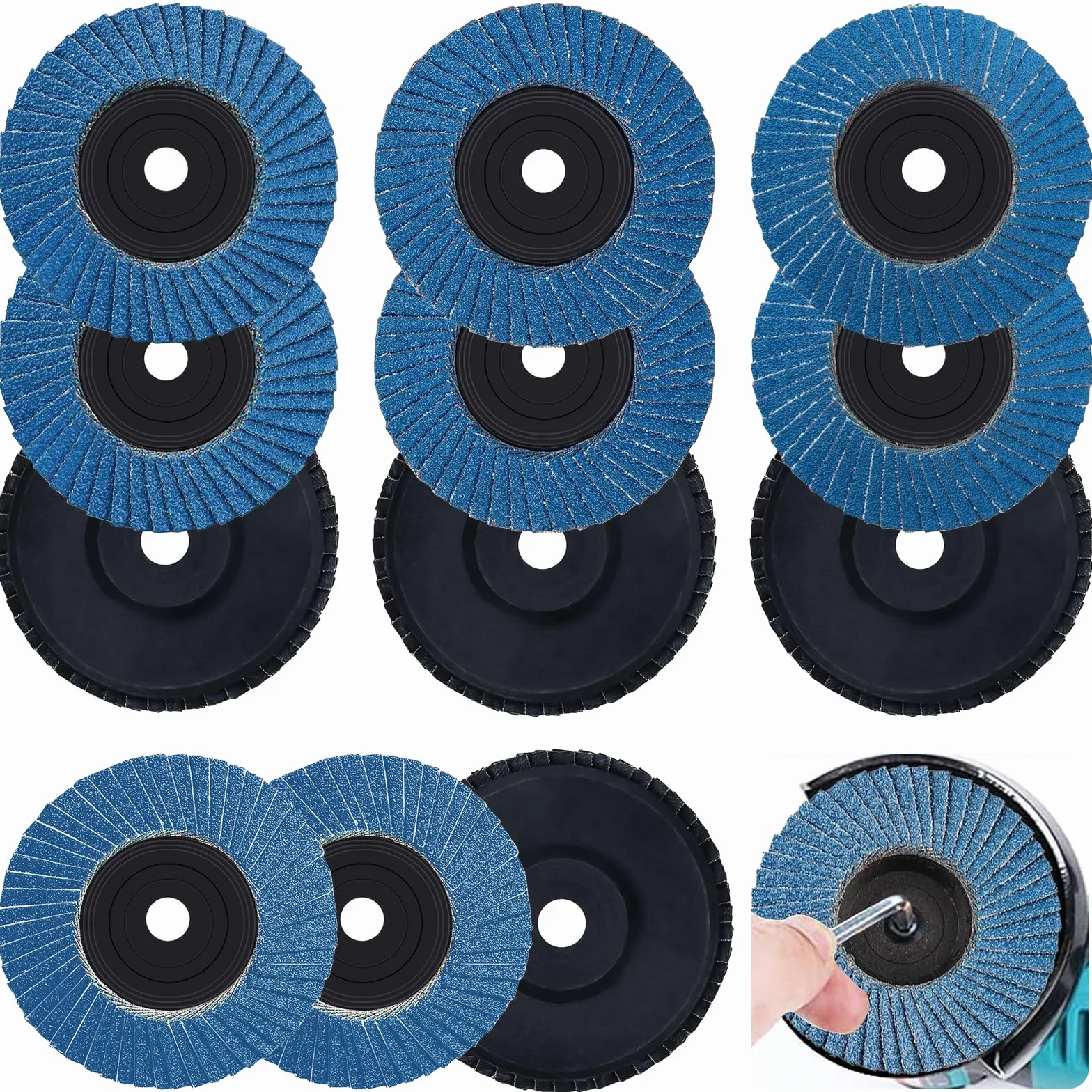12 Pezzi Disco Abrasivo Lamellare, Dischi Lamellari 76 mm, Grana 40/60/80/120, Dischi Smeriglio Lamellari per Smerigliatrice Angolare a Batteria (Blu)