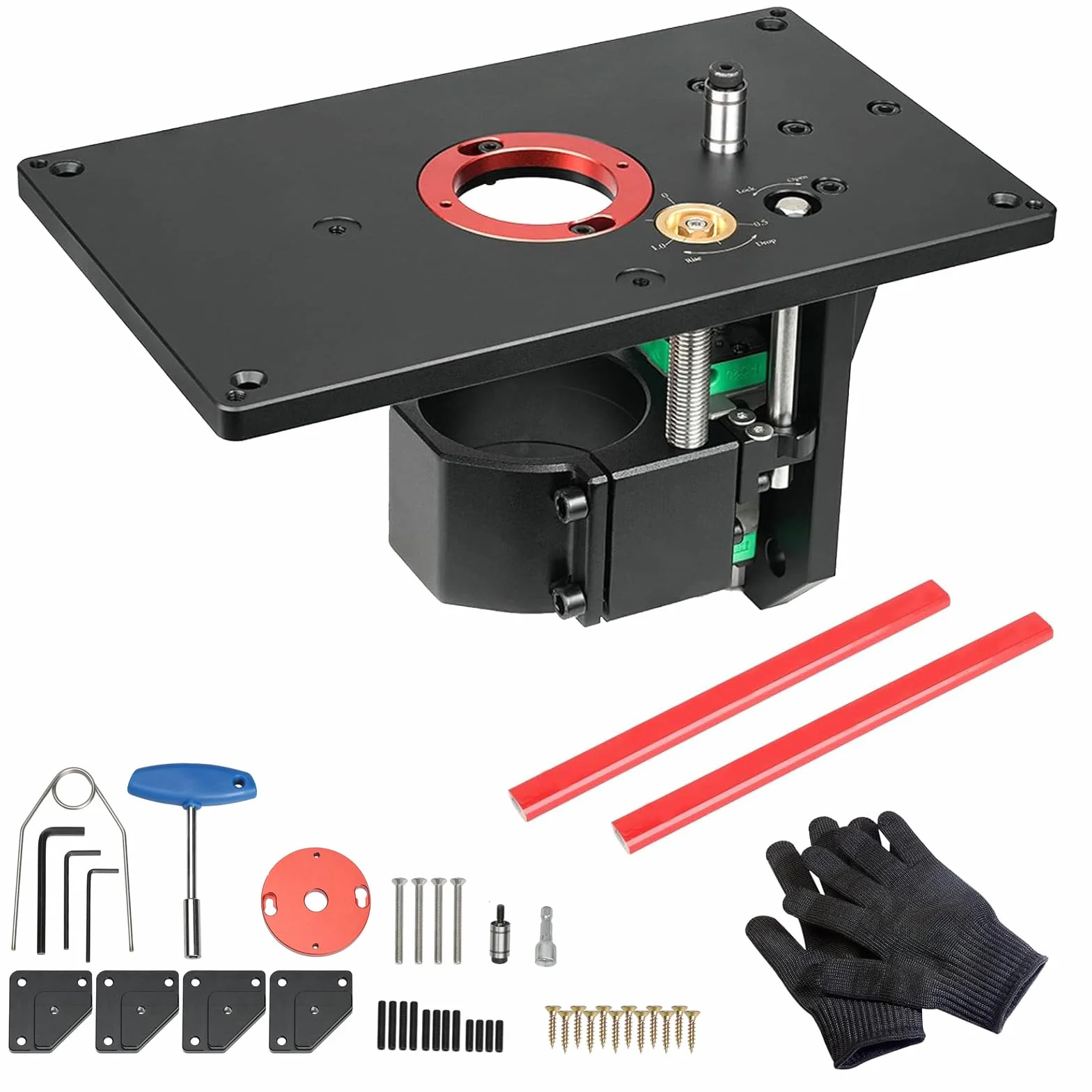 Piastre Inserto Banco Fresa Set, Piastra Di Inserimento Del Tavolo Del Router, Router Ascensore, Tavolo di Sollevamento, Router Lift Trimming Machine Invertito Tavolo