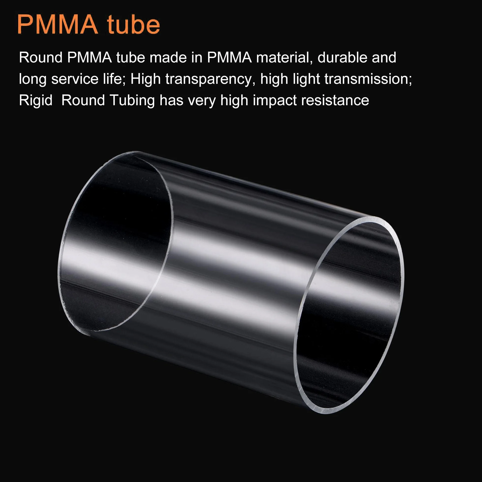 Unifizz Tubo rotondo rigido in plastica trasparente, diametro interno 76 mm, diametro esterno 80 mm, diametro esterno 100 mm, per illuminazione, modelli, idraulici, artigianato