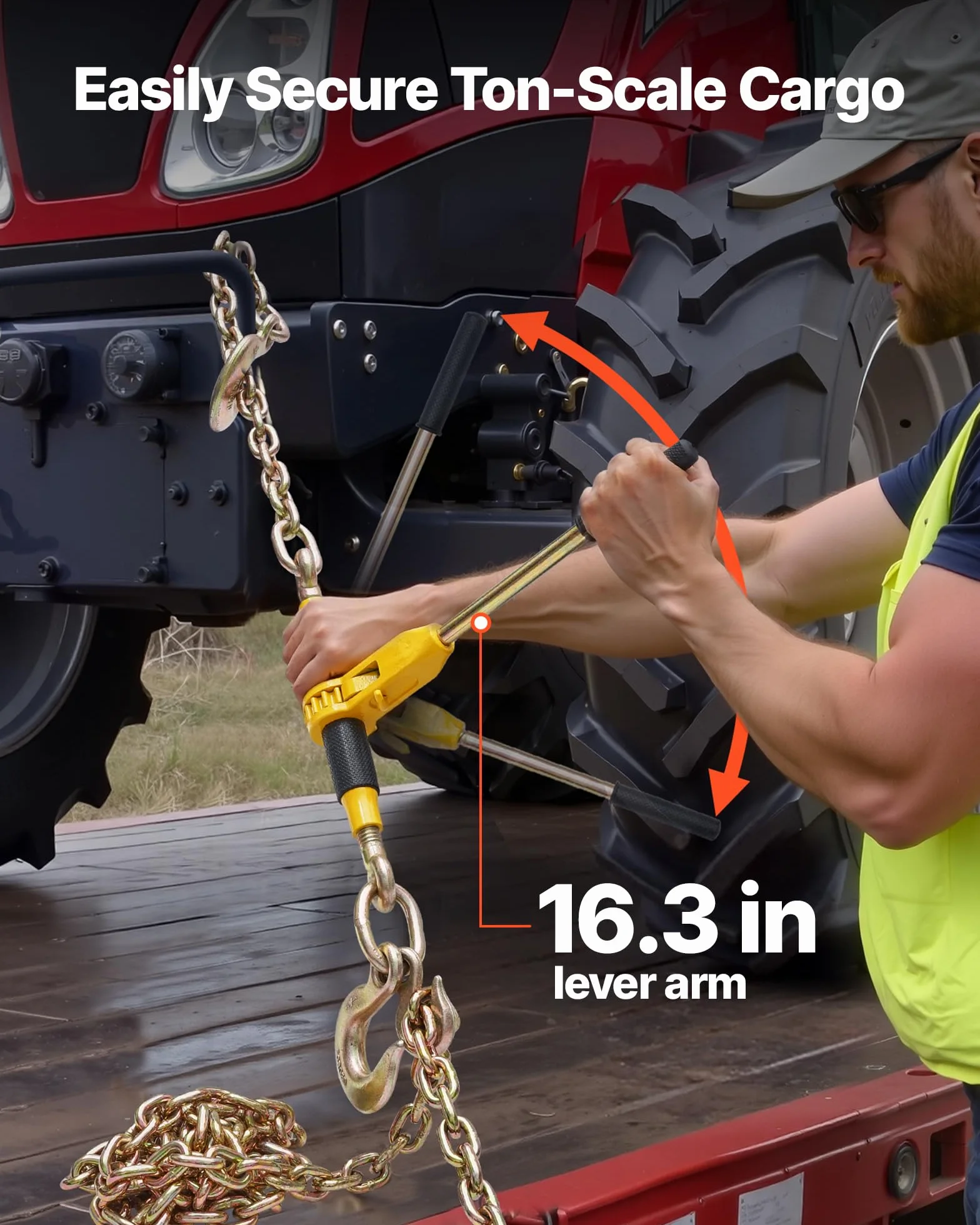 VEVOR Legatore a Cricchetto, Carico di 4173 kg, Legatori a Catena Compatibili con Catene da ca. 9,52 a 12,7 mm, Legatore a Cricchetto per Carichi Pesanti con Maniglie per Camion, Ancoraggio