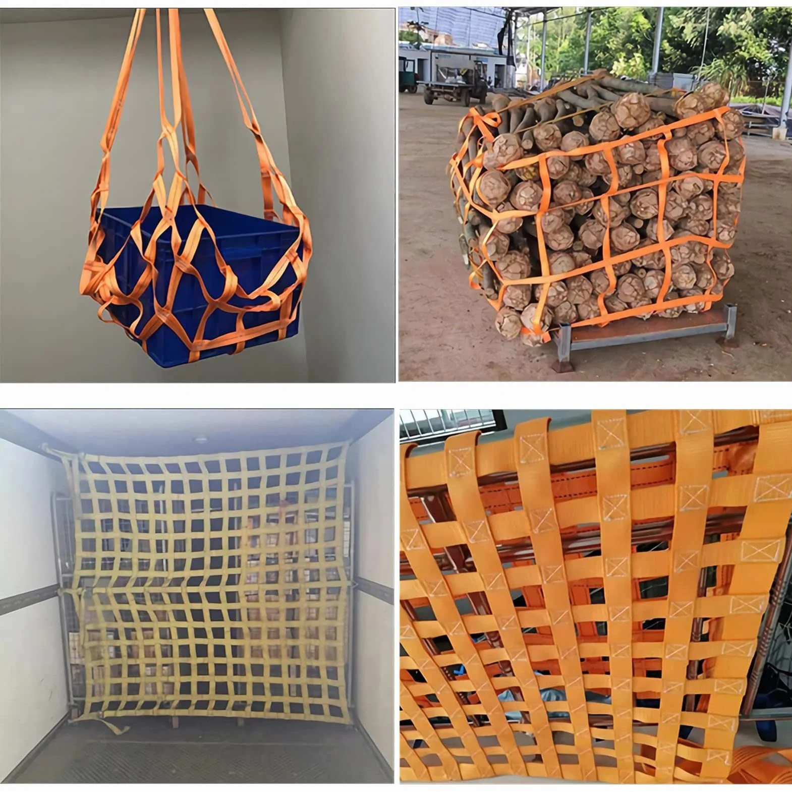 Rete di Sollevamento per Elicottero/Pallet - Rete di Sollevamento in Poliestere per Carichi Pesanti, Compatibile con Imbarcazioni, Arancione, 3 x 3M, Maglia 15cm, Carico 0,3-3,5 Tonnellate