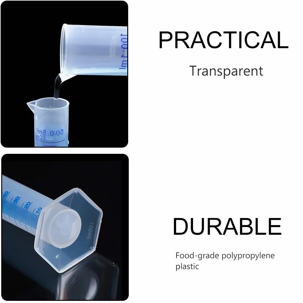 Set di 2 Cilindri Graduati in Plastica,Cilindro Graduato,Cilindri graduati in plastica,Cilindri Graduati Trasparenti,per La Graduazione del Liquido,Laboratorio, Chimica,100 ml