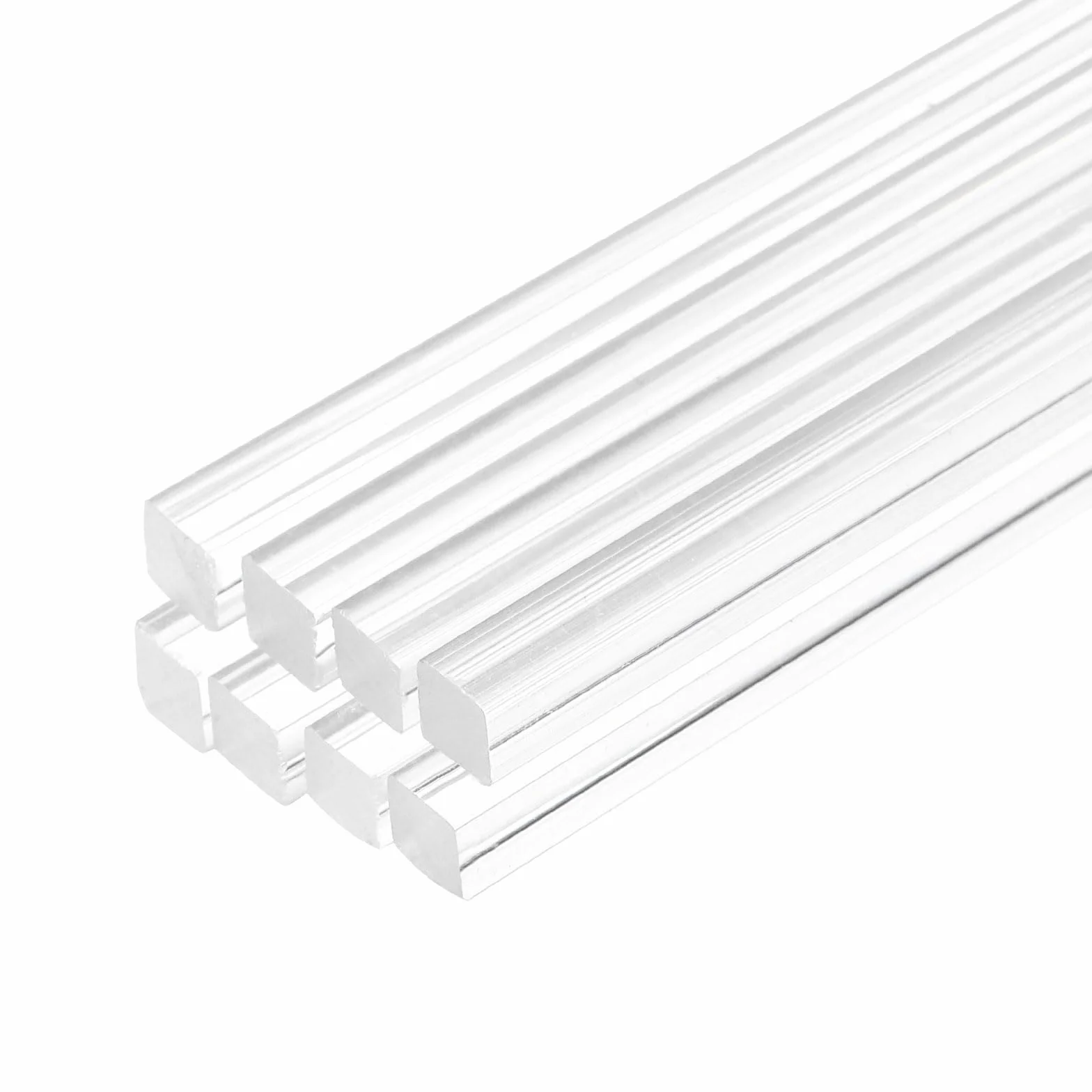 QUARKZMAN 8pz Bastoncini Quadrati in Acrilico 5/16" x 12" Trasparente 8mm x 300mm per Illuminazione