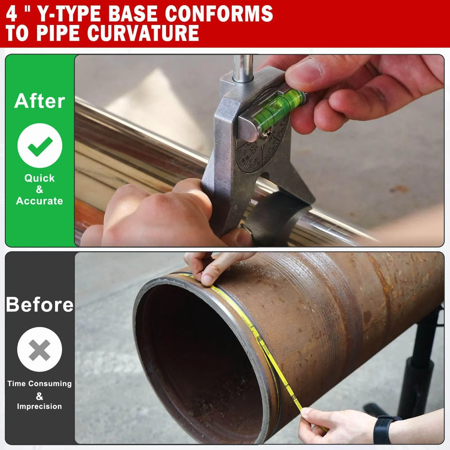 gernie Cercatore del Centro del Tubo, Strumento di Alta precisione del tubista in Acciaio Inossidabile con Testa di centraggio, Strumento di centraggio Portatile del marcatore del Tubo
