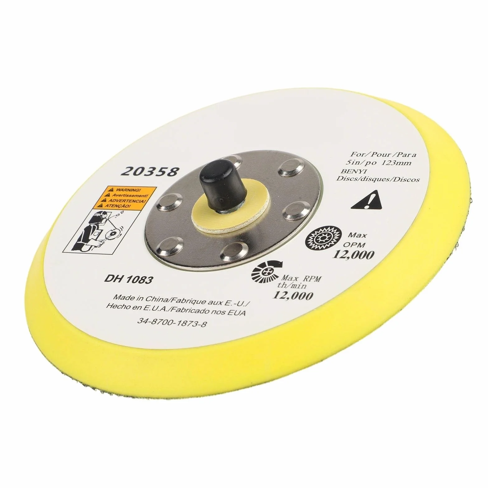 Platorello di supporto per sistemi di levigatura pneumatica con attacco filettato M6 e M8 (12,7 cm) di diametro 5,1 cm, 7,6 cm