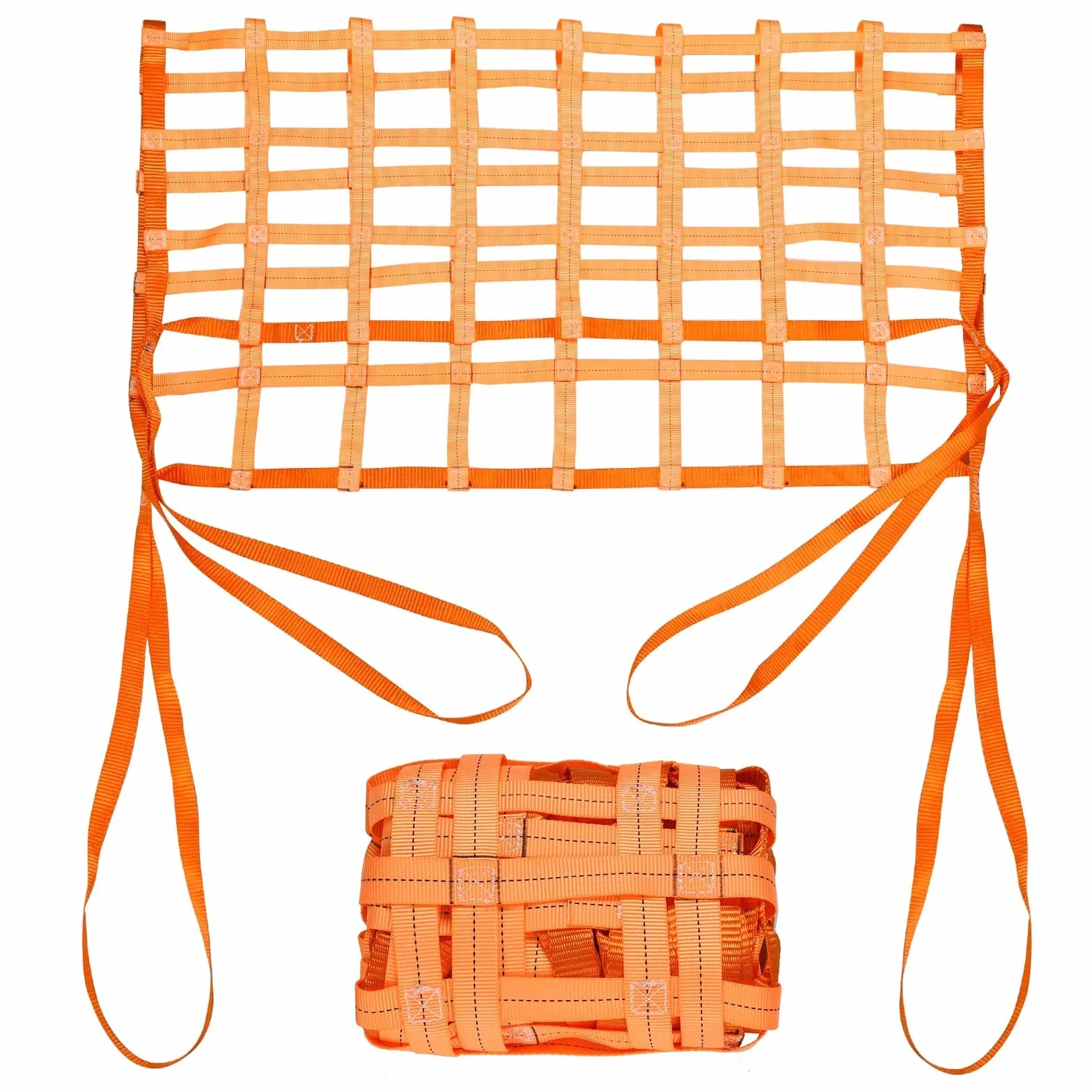 Rete di Sollevamento per Elicottero/Pallet - Rete di Sollevamento in Poliestere per Carichi Pesanti, Compatibile con Imbarcazioni, Arancione, 3 x 3M, Maglia 15cm, Carico 0,3-3,5 Tonnellate