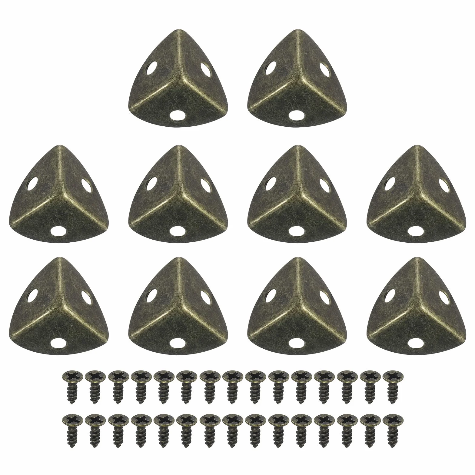 QUARKZMAN 30pz Angoli Protettori in Metallo per Scatole 1,18"x0,79" Protezioni Angolari per Tavolo Decorative con Viti Montaggio per Armadietti Portaoggetti Cassapanca Legno, Bronzo