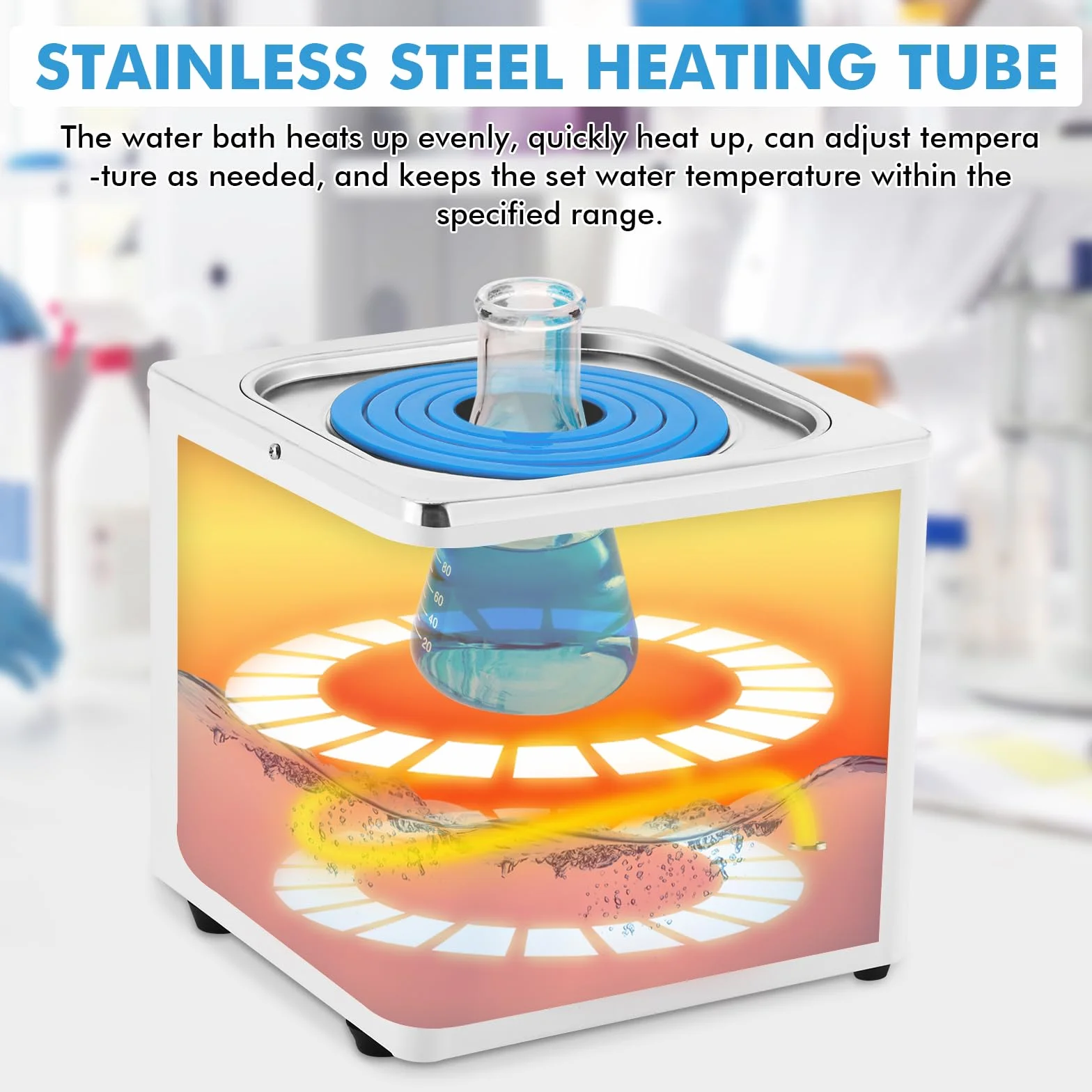 YUCHENGTECH Laboratorio a bagnomaria, 3 l, laboratorio digitale,300 W, laboratorio termostatico, bagno d'acqua, con aperture selezionabili per applicazioni di laboratorio, riscaldamento alimentare