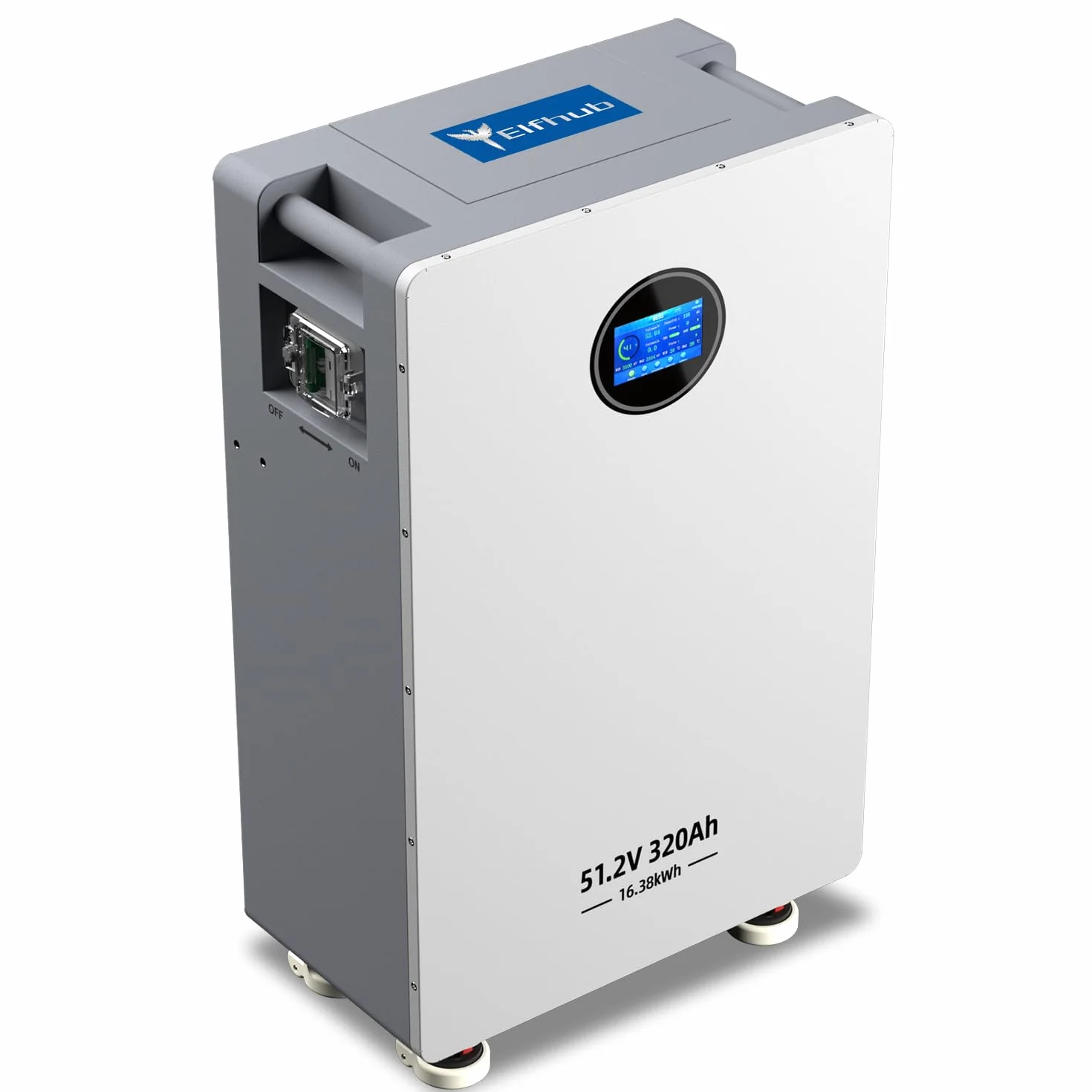 Batteria LiFePO4 da 48 V, 320 Ah, 8000 cicli, 51,2 V, batteria al litio Deep Cycle MAX 16,38 KWh, integrato 200 A-BMS con accumulatore di energia ad alte prestazioni, fusibili, schermo LCD