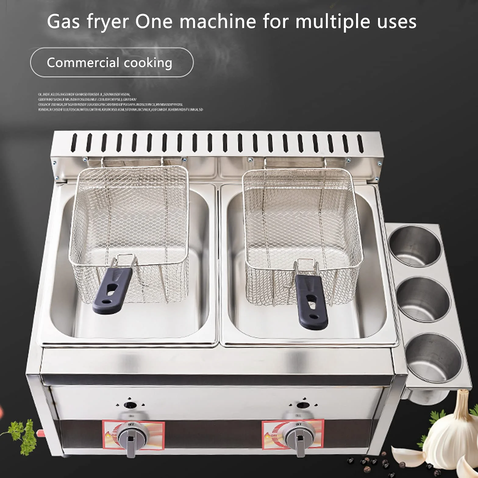 Deep Fryer Friggitrice a Gas a Doppia bombola da 20 Litri, friggitrice a Gas Professionale in Acciaio Inossidabile con Paletta per cestello per friggitrice da Cucina per Cucinare per la Famiglia
