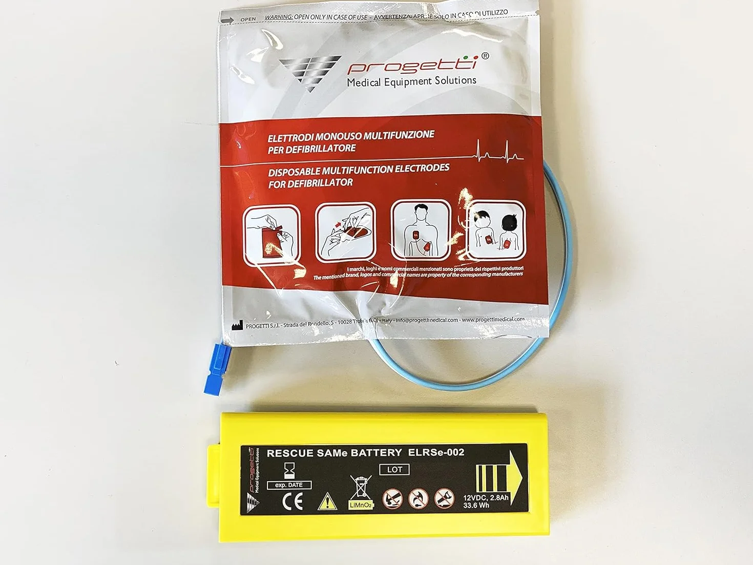 Kit sostituzione elettrodi adulto preconnessi e batteria per defibrillatore Rescue SAMe