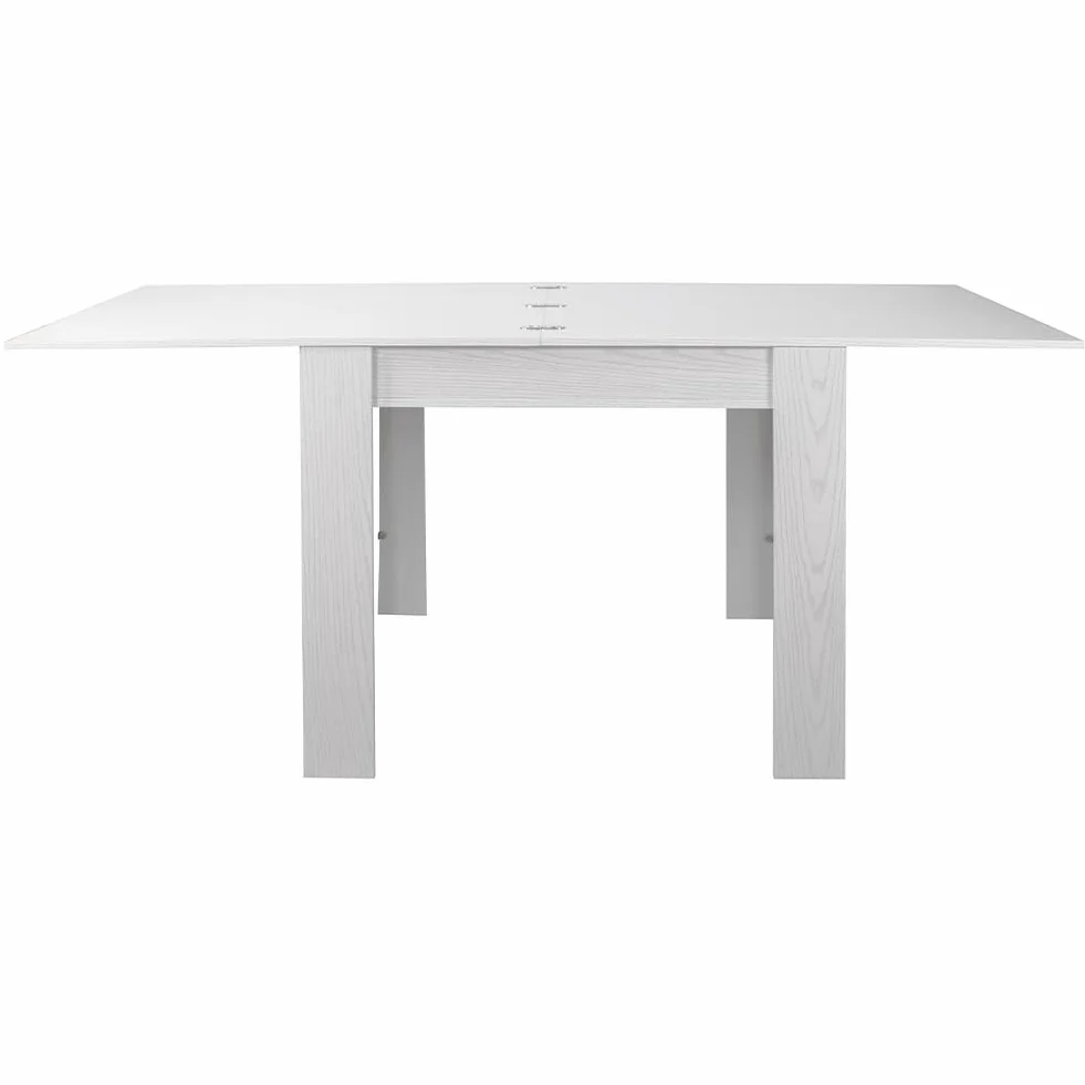 BAKAJI Tavolo Quadrato Allungabile 90x90 cm, Apertura a Libro, Design Moderno Ribaltabile, 4-8 Posti, Bianco Frassinato