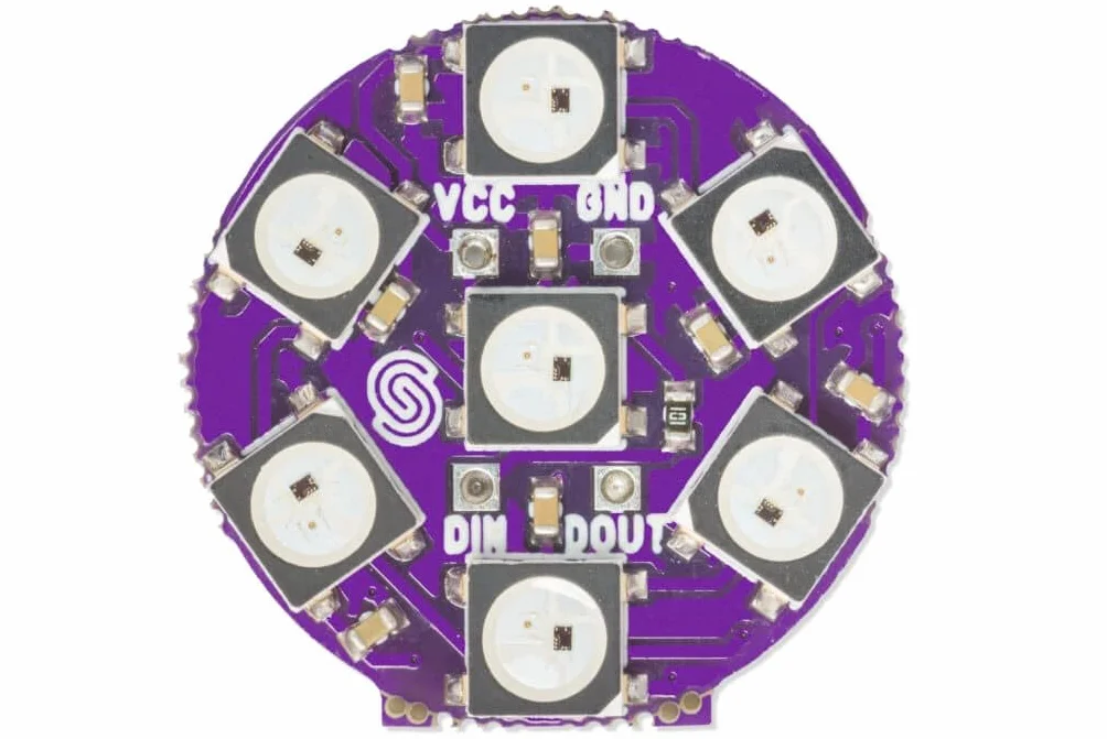 Soldered Smart LED WS2812B - Anello con 7 LED RGB | 5 V | Made in EU | 333055