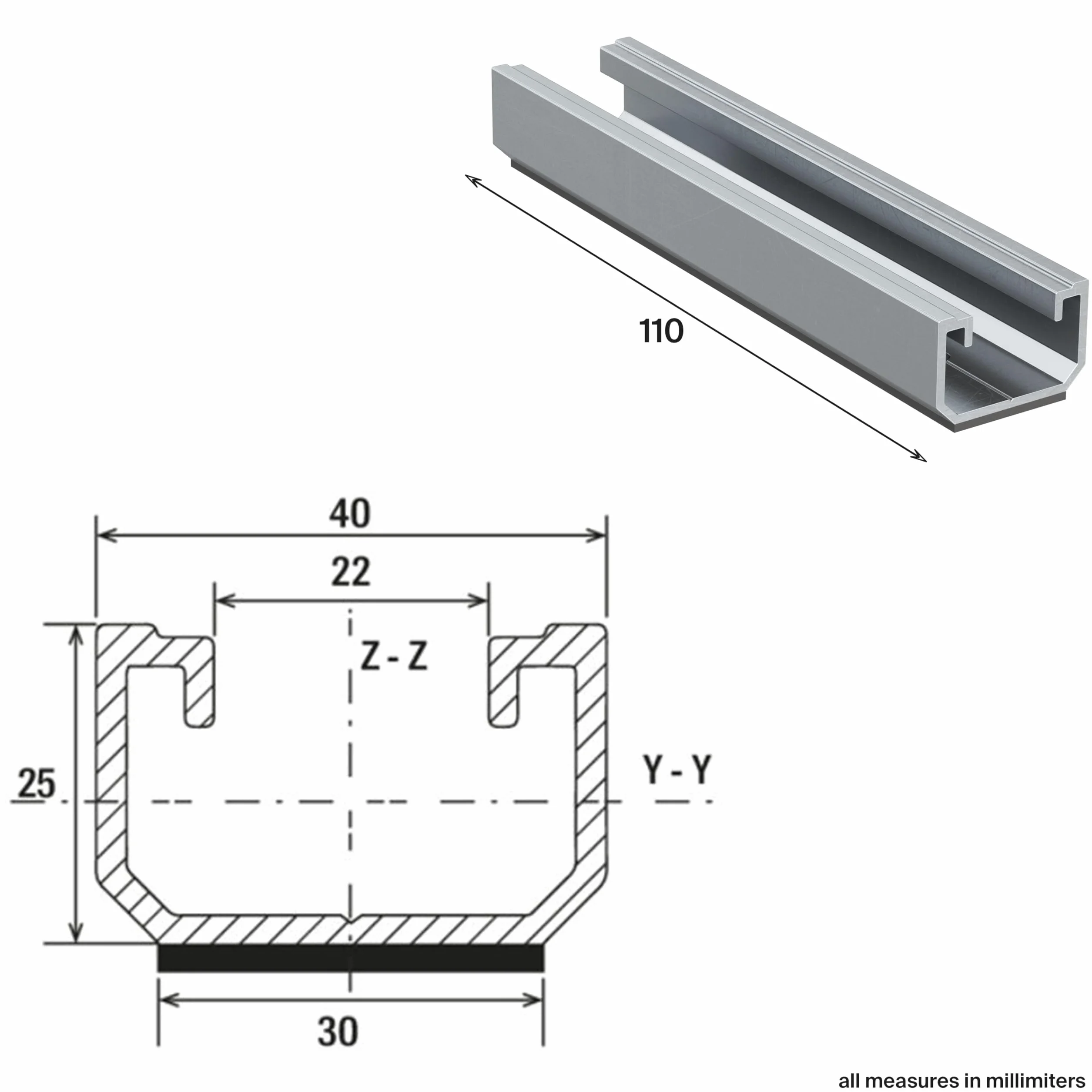 Fischer Kit Lamiera Grecata 2x Profilo Solar Metal + 10x Viti + 2x Morsetti PMU, per Fissaggio Pannelli Solari Fotovoltaici con Orientamento Orizzontale, 571965