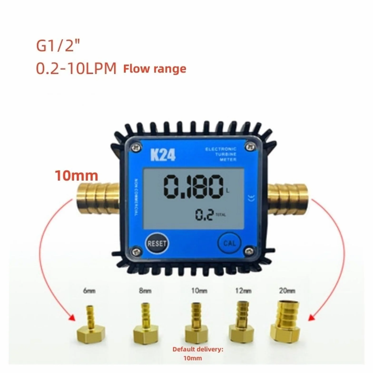 Pagoda misuratore portata liquido digitale G1/4 G1/2 0,1-10 l/min micro flusso benzina olio idraulico acqua