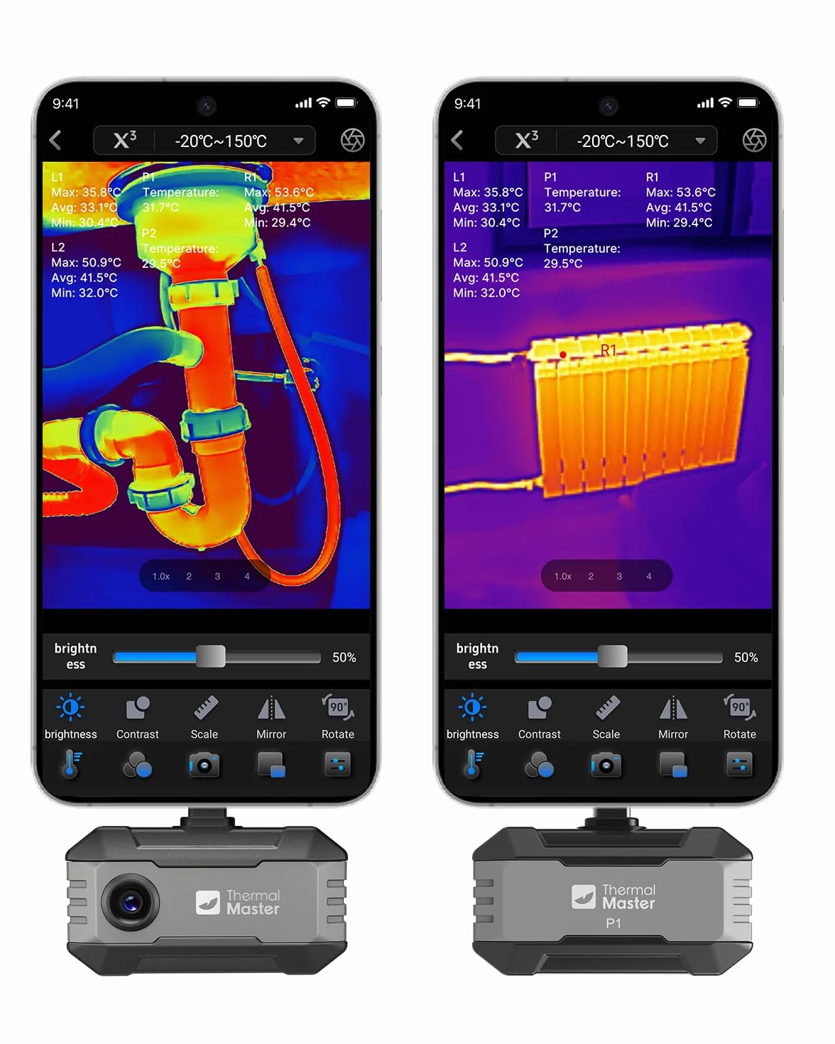 Thermal Master Telecamera termica P1 per iPhone 15/16 e Android a infrarossi con risoluzione Super IR 320 x 240, termocamere ± 2 ℃ precisione controllo casa 15x zoom, Grigio