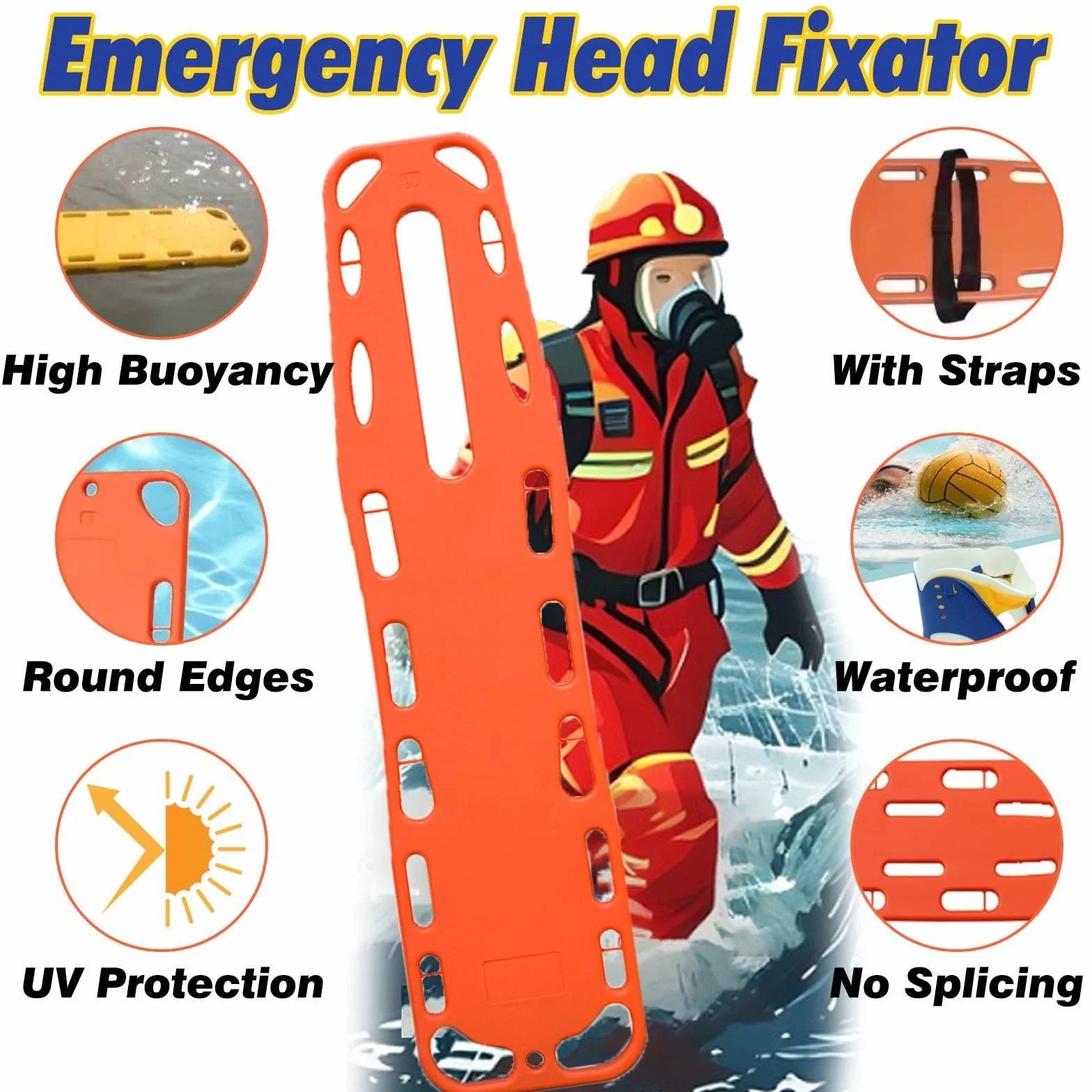 Tavola spinale pediatrica da 135 cm - Barella di Primo Soccorso per Immersioni e addestramento EMS, Include immobilizzatore per la Testa e tutore per Il Collo, Maggiore Sicurezza per la risp