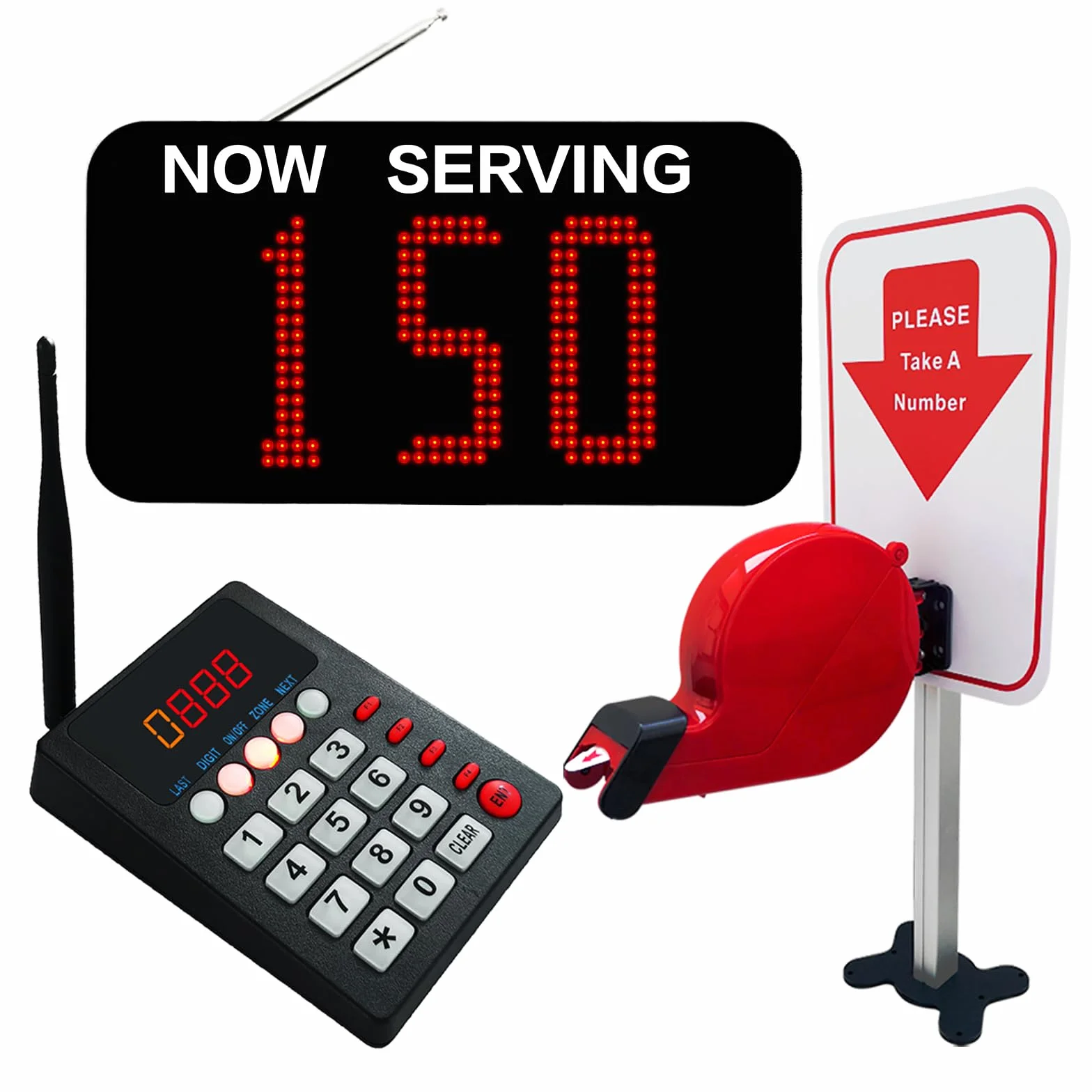 Kit Eliminacode 3-Cifre : Display Numerico, Chiocciola con Piantana, Tastiera | Gestione Code per Negozio, Ambulatorio, Clinica, Supermercato, Ristorante e Salumeria