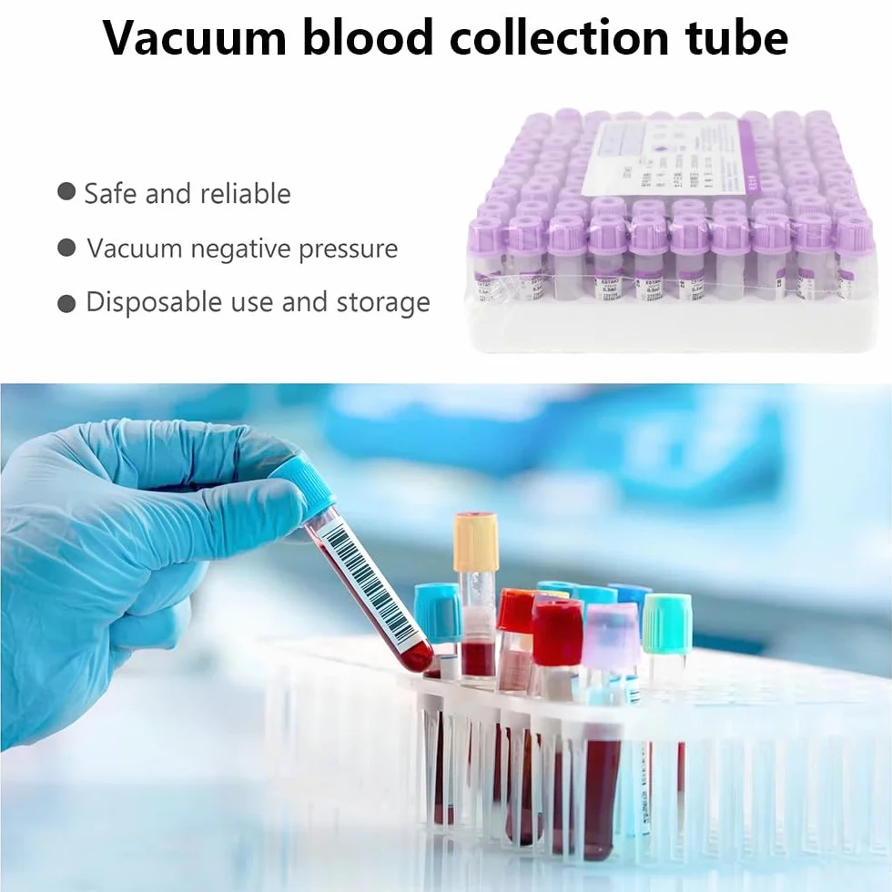 Provetta per Prelievo Di Sangue, Provetta per Prelievo Di Sangue Da 0,5/1/3 Ml, 1 Confezione Da 100, Provetta in Plastica Monouso, Provetta Anticoagulante Edtak2, Per Laboratori,0.5ml