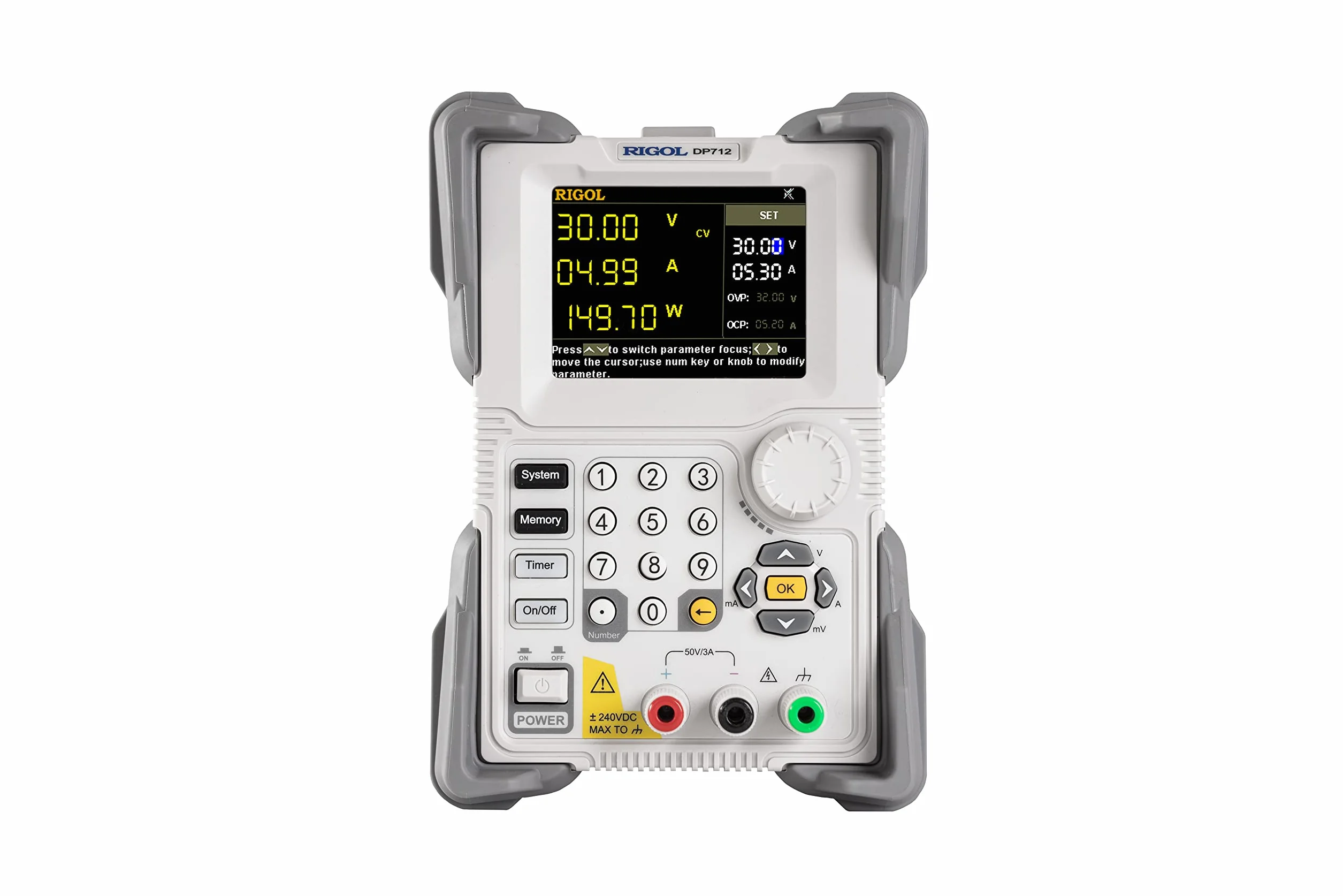 RIGOL Alimentatore da Banco,DP712 Alimentatore da Laboratorio Regolabile,0–50 V,0–3 A,Potenza 150 W,1 canale,Risoluzione 10 mV/10 mA,Uscita ritardata nel tempo,Interfaccia RS232