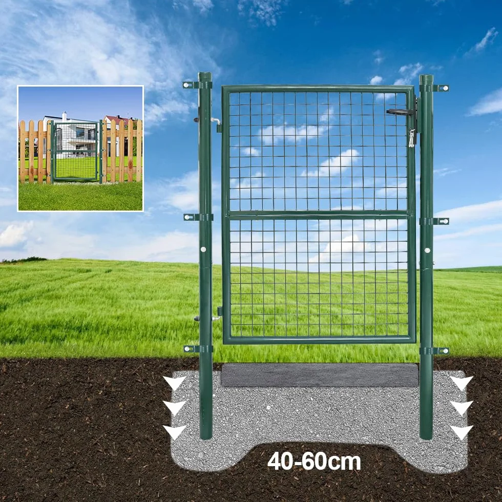 Cancello da giardino, per giardino, giardino, giardino, 125 x 100 cm, colore: verde, incl. robusto e durevole, in acciaio zincato