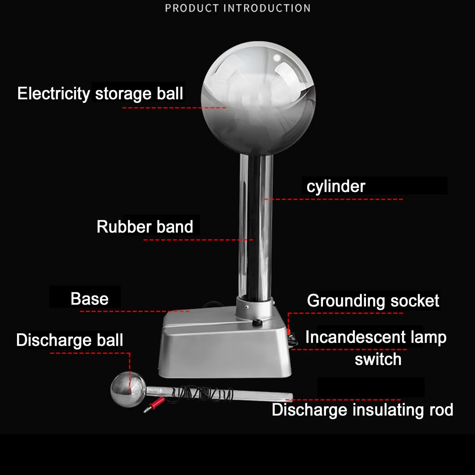 Generatore Elettrostatico Motorizzato Van De Graaff, Esperimenti Scientifici STEM, Azionato da Motore, con Bacchetta di Scarica, per Dimostrazioni di Laboratorio su Elettricità E Magnetismo
