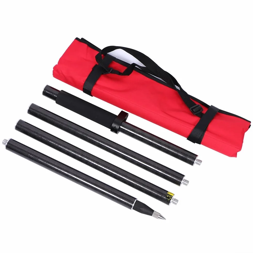 4 pezzi asta di carbonio, lunghezza 2 m di lunghezza del palo di rilevamento 5/8 "GPS prismi palo in fibra di carbonio GPS GNSS RTK SURVEYING, 5 cm per sezione, dado isolato