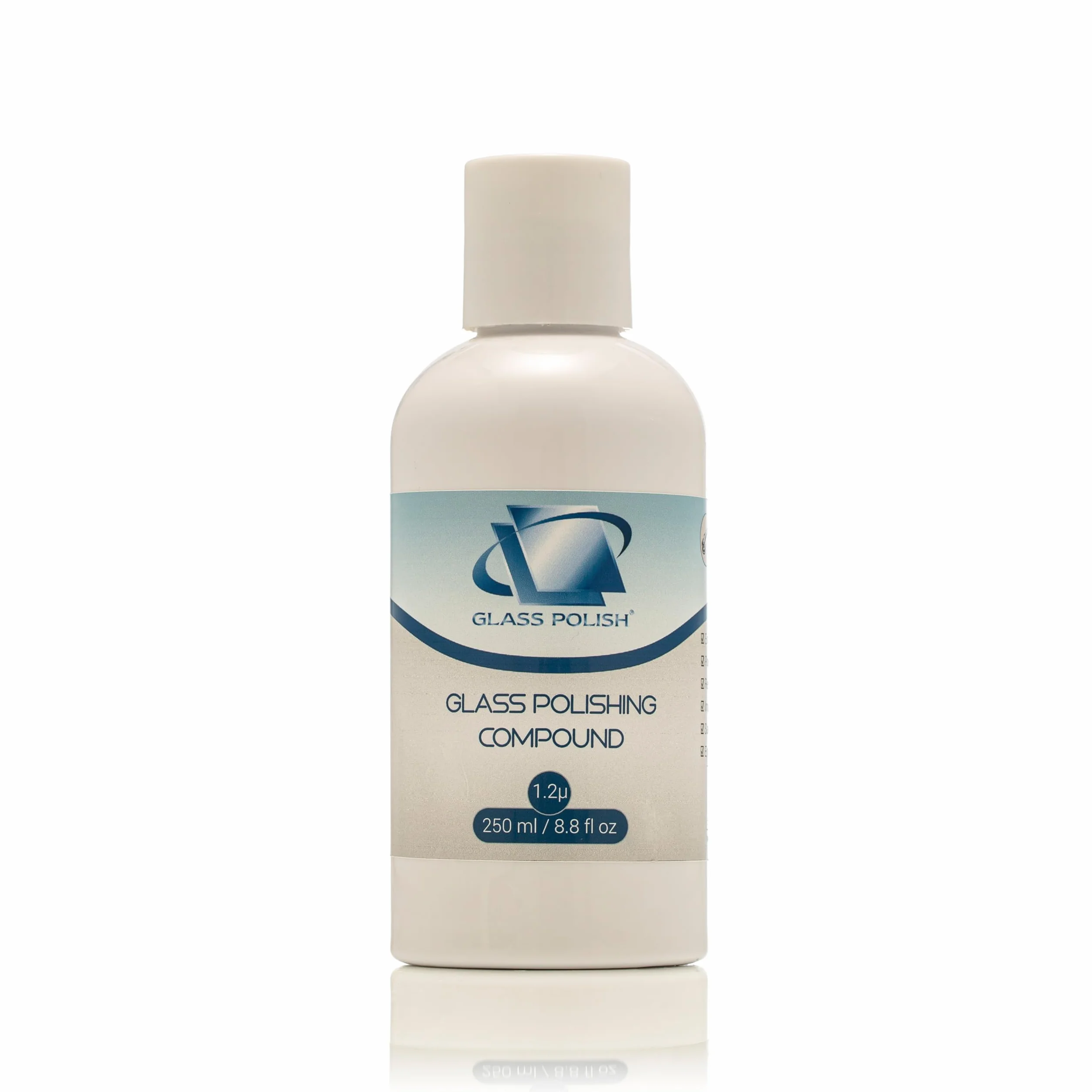 Glass Polish - 250ml Composto Lucidante per Vetri - Pasta Concentrata di Ossido di Cerio a Grana Fina per Lucidatura Professionale di Tutte le Superfici in Vetro - 1,2 Micron