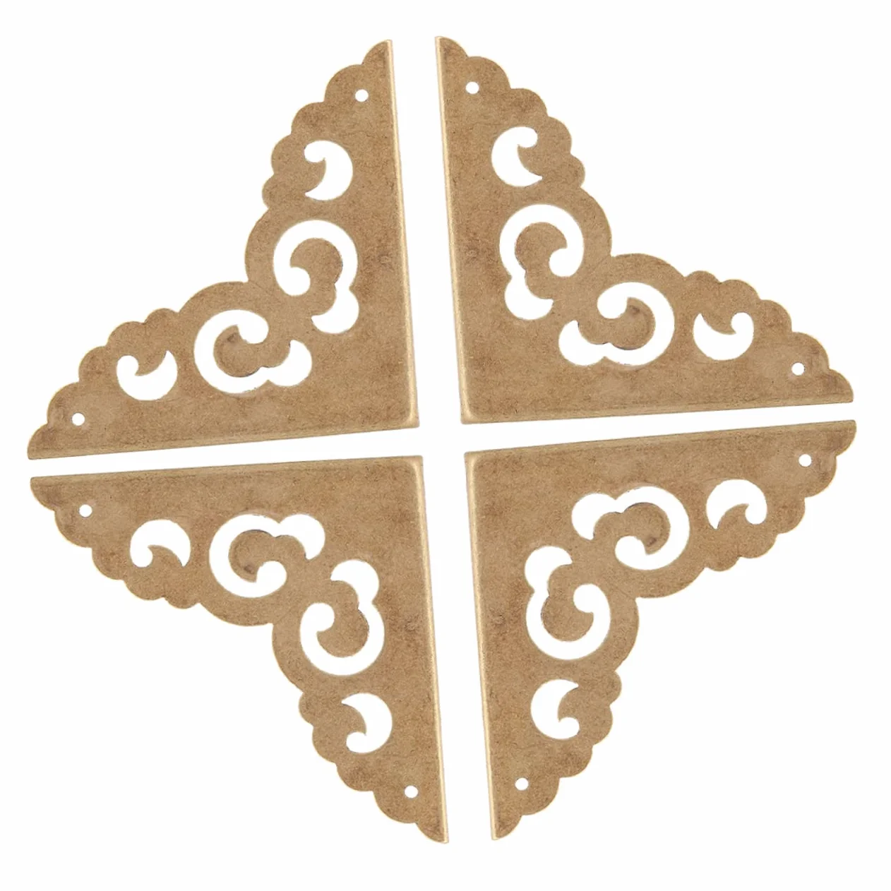 Gadpiparty Protezioni Angolari in Ottone Retrò Per Mobili, Paraspigoli Per Scatole Di Legno Bordi Arrotondati, Staffe Angolari Decorative 4 Pezzi Per Portagioie e Casse