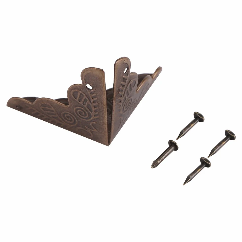 12Pezzi in Metallo Vintage Tre Lati Protezioni Angolari Decorativi in ​​Ferro Guardia Copertura del Bordo con Viti per Gioielli Scatola Cornice(Bronze)