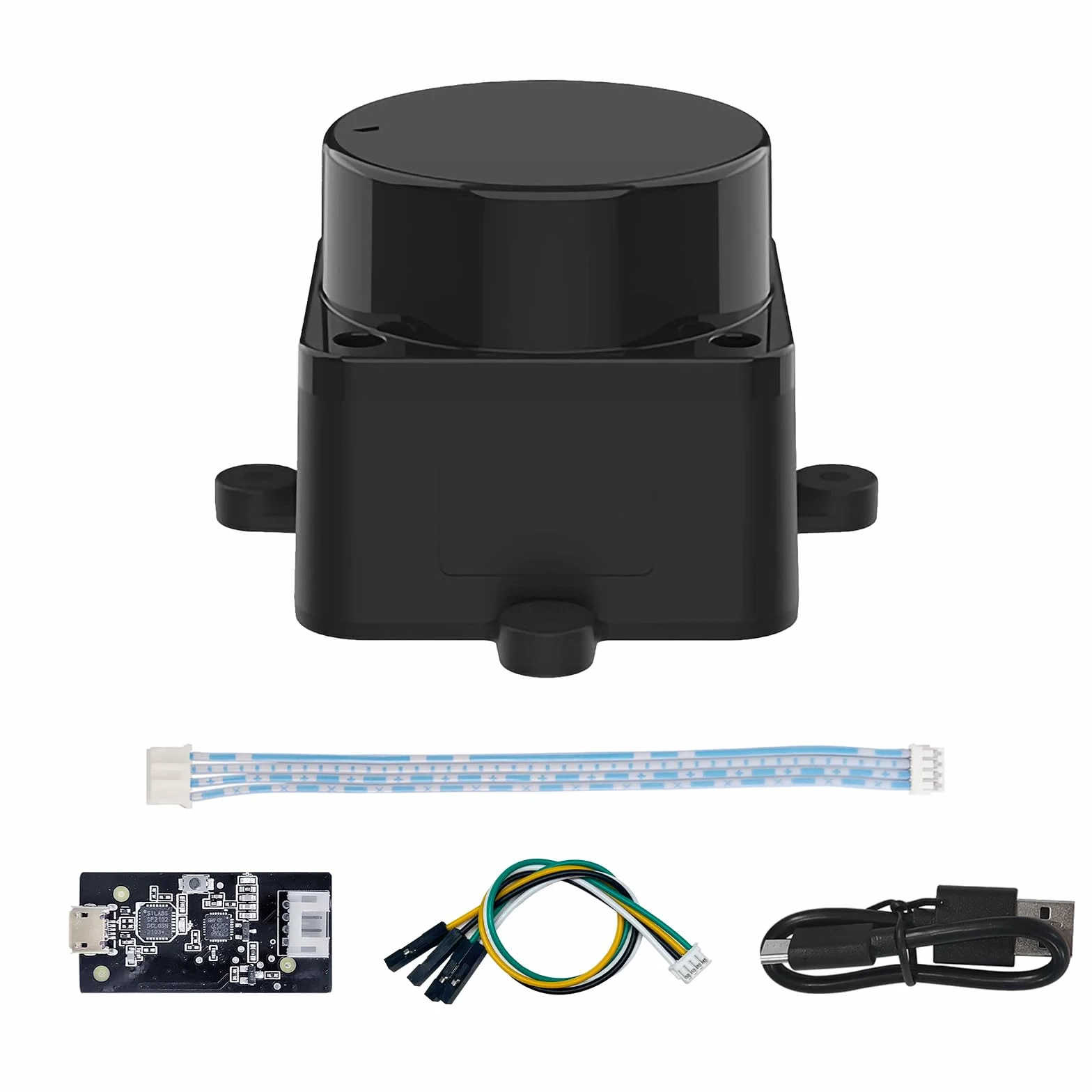 youyeetoo FHL-LD19 Plus (D800) Sensore Lidar – Portata 25 Metri (82 Piedi) a 360°, 2x Potenza LD19; Offre ROS/Raspberry Tutorial per Robot Droni SLAM, Kit Scanner Lidar con Adattatore