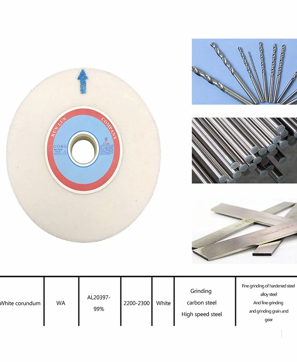 Disco Abrasivo al Corindone Bianco 150x32x25mm 46 Grit 1 Pezzo per Mola da Banco