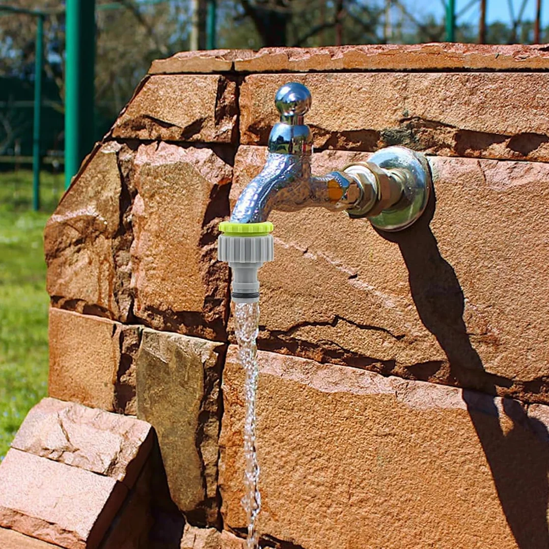 Connettori per Rubinetto 2 in 1 1/2" 3/4" Raccordo Adattatore Plastica Tubo da Giardino Filettato 4 Pezzi