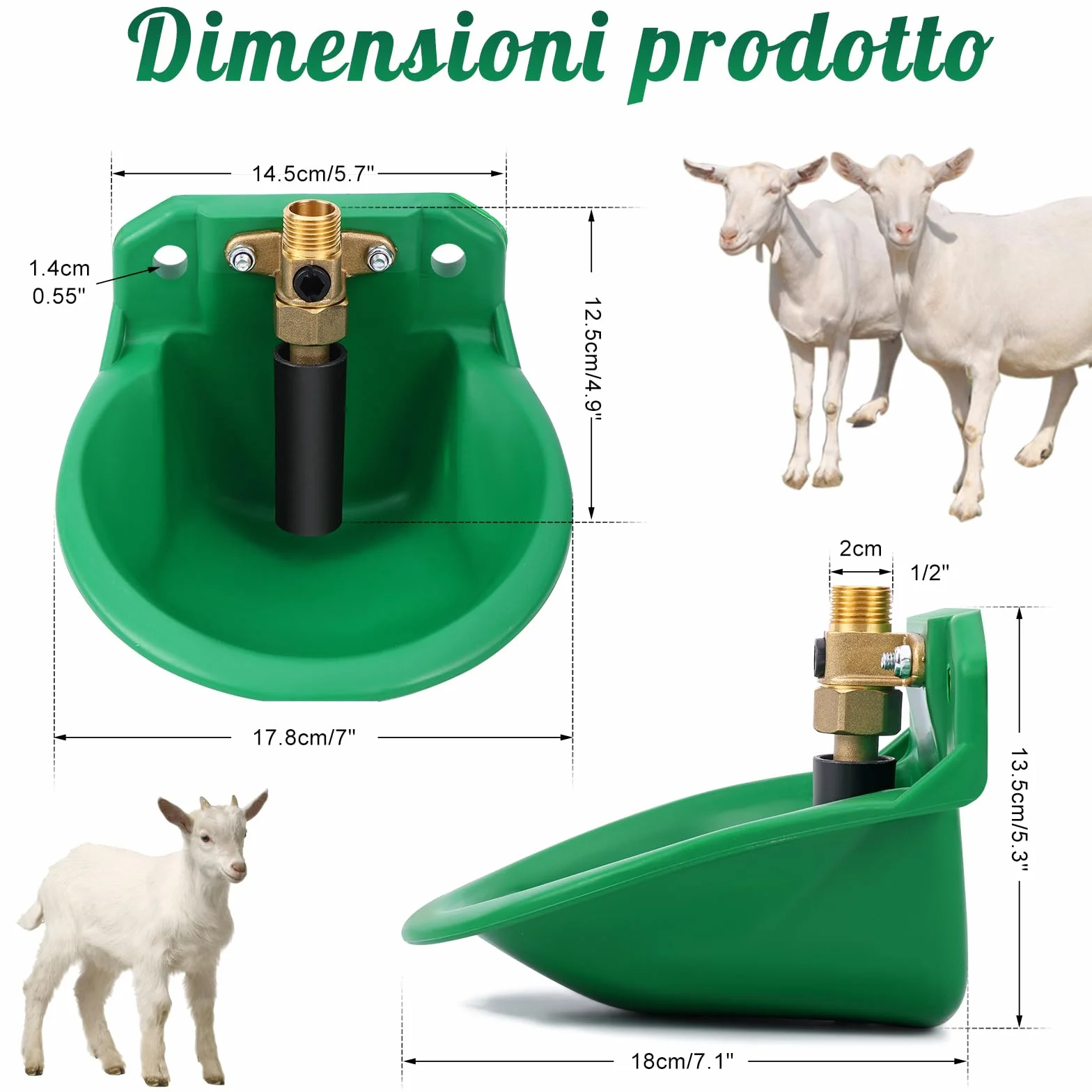 Piscina automatica per pecore, bevitori da bestiame con fori di scarico, approvvigionamento idrico automatico per cavalli, bovini, pecore, suini e cani, beve di salice, verde