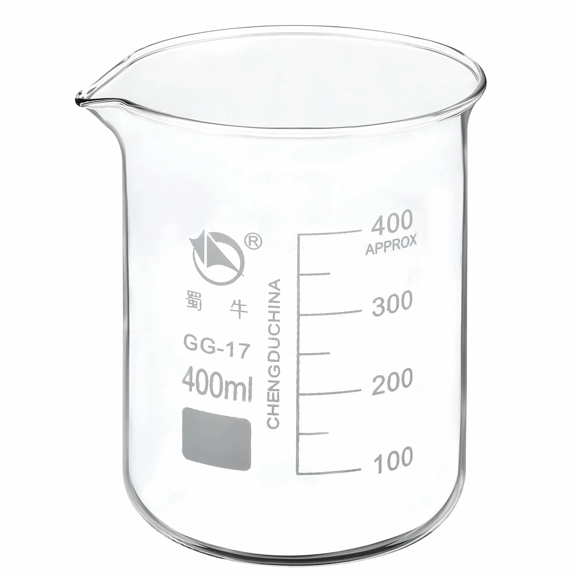 PATIKIL 400ml Bassa Forma Vetro Bicchiere, 3.3 Borosilicato Vetro Graduato Stampato Scale Misurini Tazze con Beccuccio per Cucina laboratorio liquidi