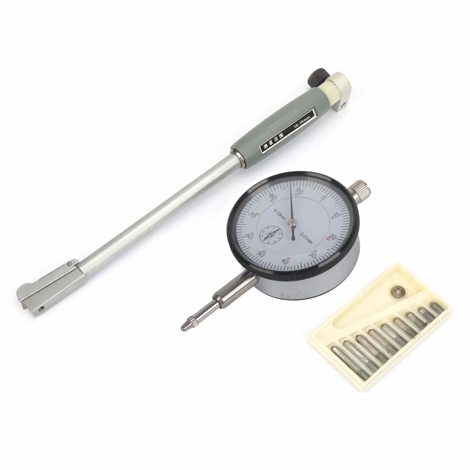 Akozon Calibro per Foro con Quadrante di Precisione per Diametri Interni 18‑35 Mm - Strumento di Misura Ad Alta Precisione con Ponte Protettivo e Incudini Intercambiabili per Letture Facili