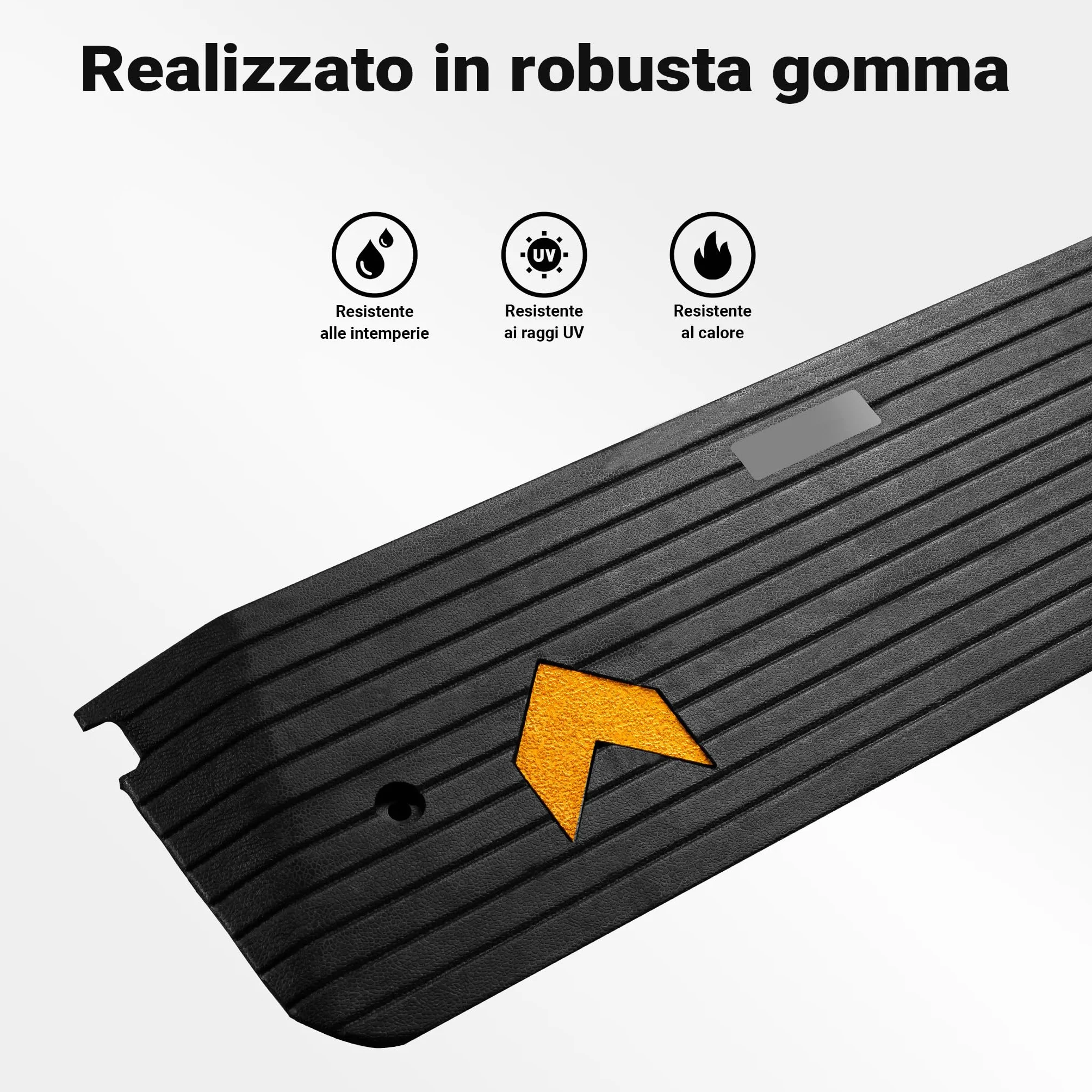 Wiltec Rampa in gomma per marciapiede e soglia 1100 x 406 x 50 mm max 50 t con elementi riflettenti