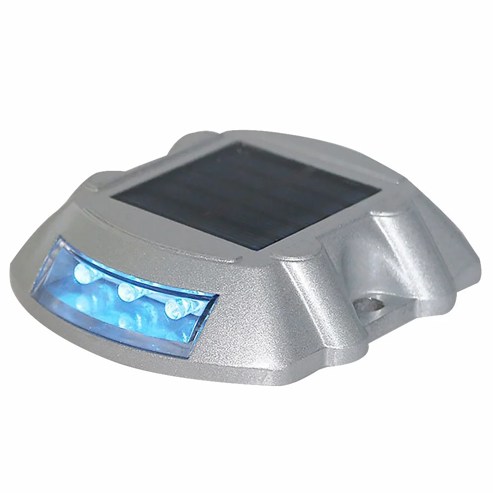 Luci Solari per Deck, Luci LED Road Studs, Lampada di Sicurezza Stradale Lampeggiante di Avvertimento, Marcatura Quadrata per Recinzione Esterna (Blu)