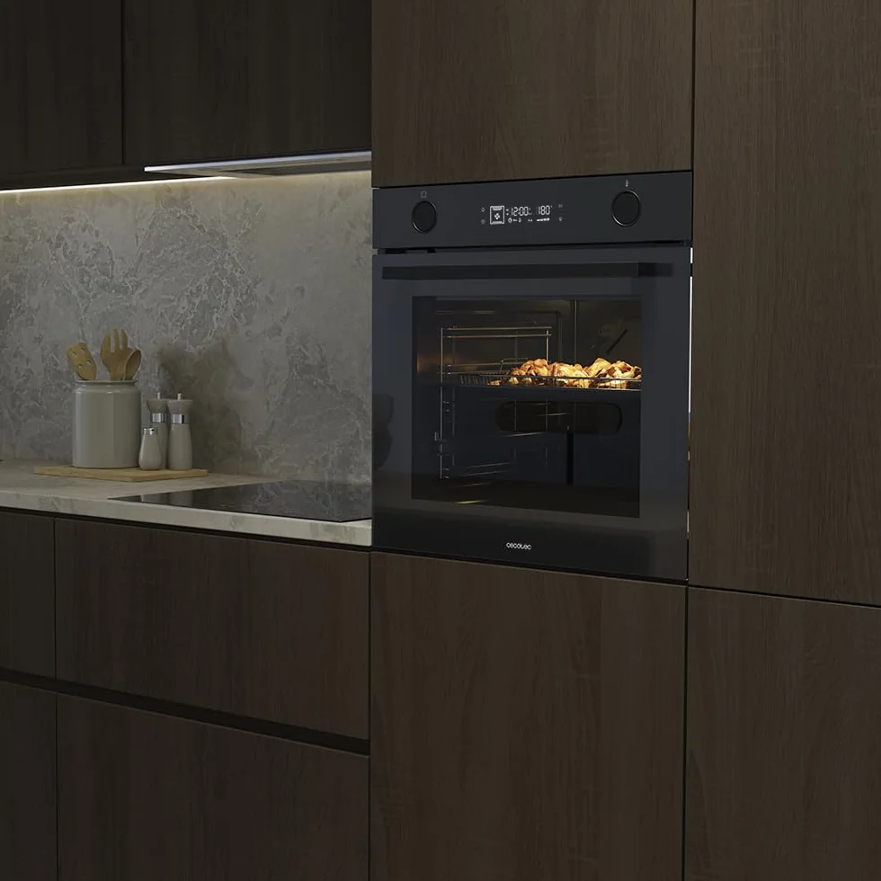 Cecotec Forno Multifunzione da Incasso - Air Fryer Bolero Hexa Af326000 Glass Black A. 2800W, 73L, 12 Funzioni, Basso Consumo, Steam Base XXL, Steam Assist, Steam Easyclean, Pizza Master, Modalità Eco