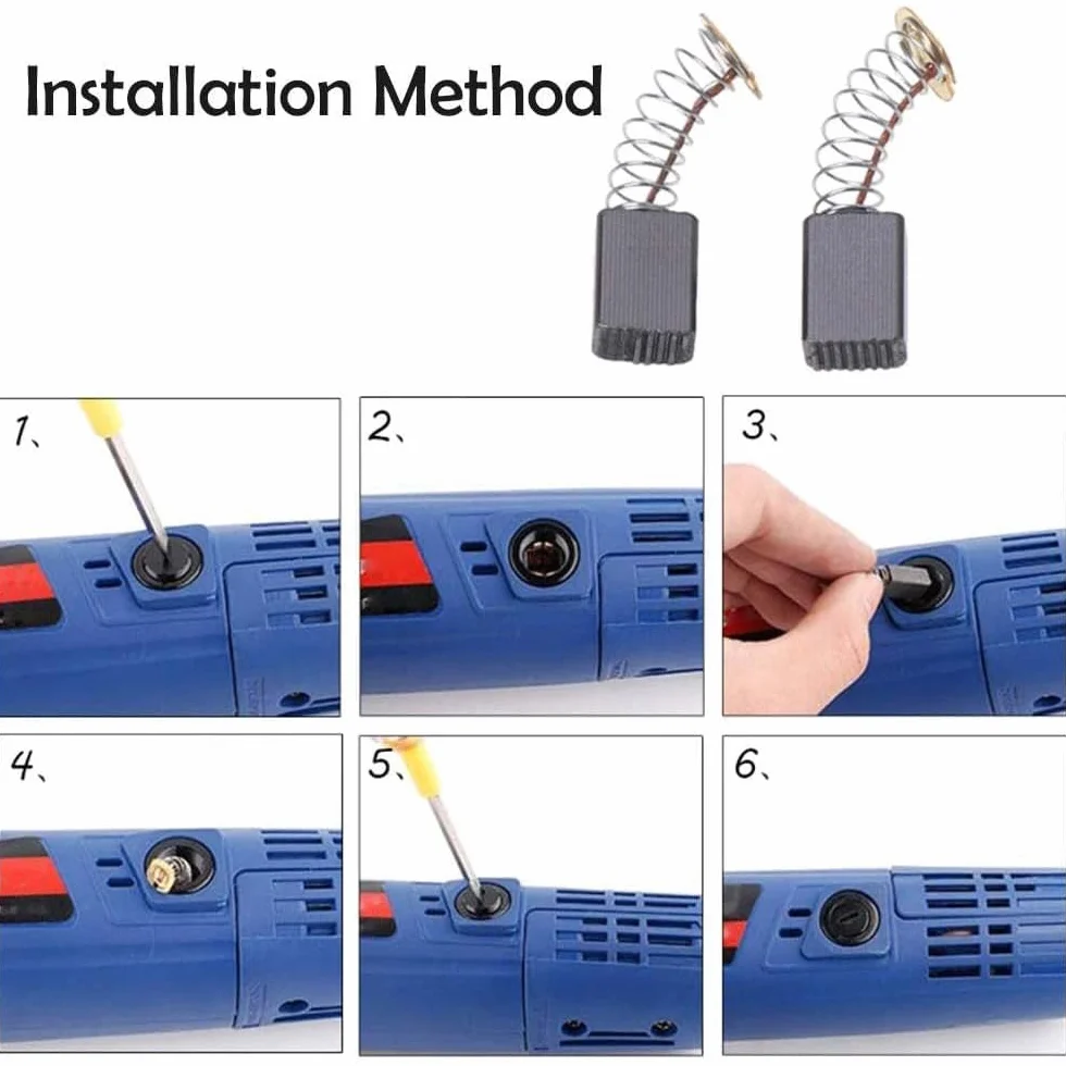 Spazzole per motore in carbonio, 10 pezzi, ricambio elettrico, spazzole per motore in carbonio per utensili elettrici