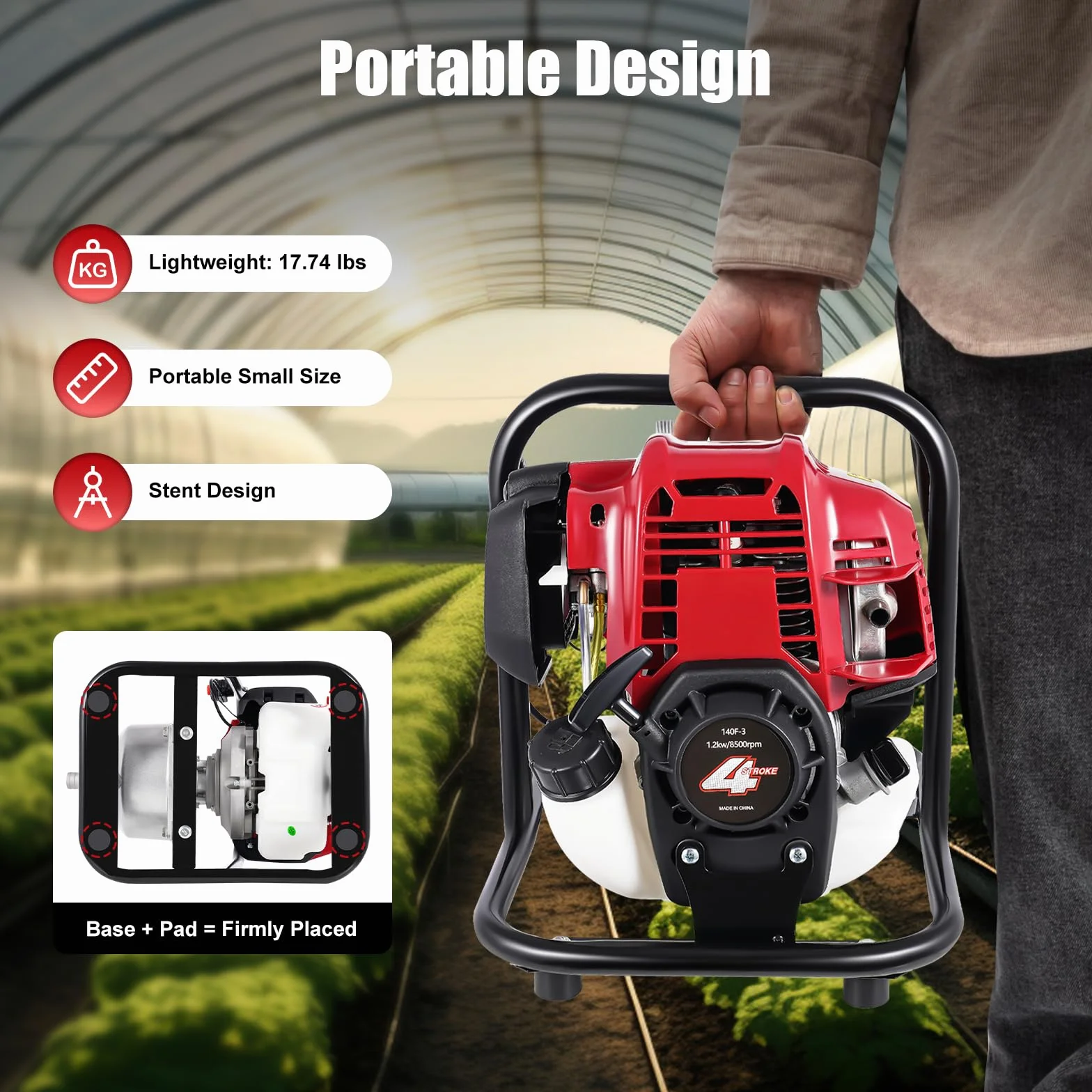 Pompa dell'acqua a 4 tempi 38 CC a benzina da giardino pompa acqua sporca 1 pollice pompa per laghetto pompa per irrigazione motore a benzina per irrigazione, trasporto dell'acqua 1,2 kW,