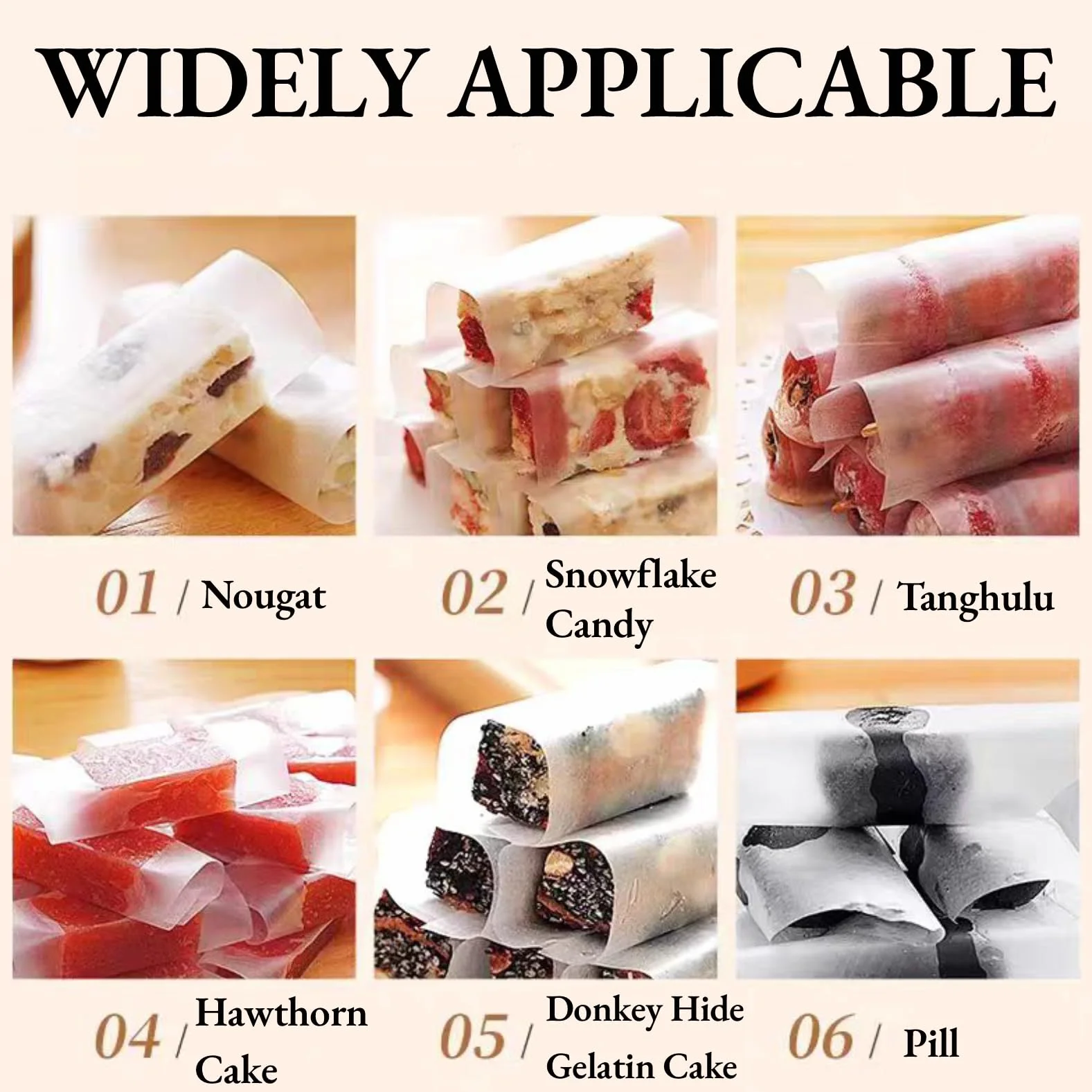 Fogli Di Riso Alimentari, Carta Commestibile Wafer Paper, Torrone Paper, Carta per Cialde, Fogli per Confezionare Caramelle Fatte A Mano(500 Pezzi)