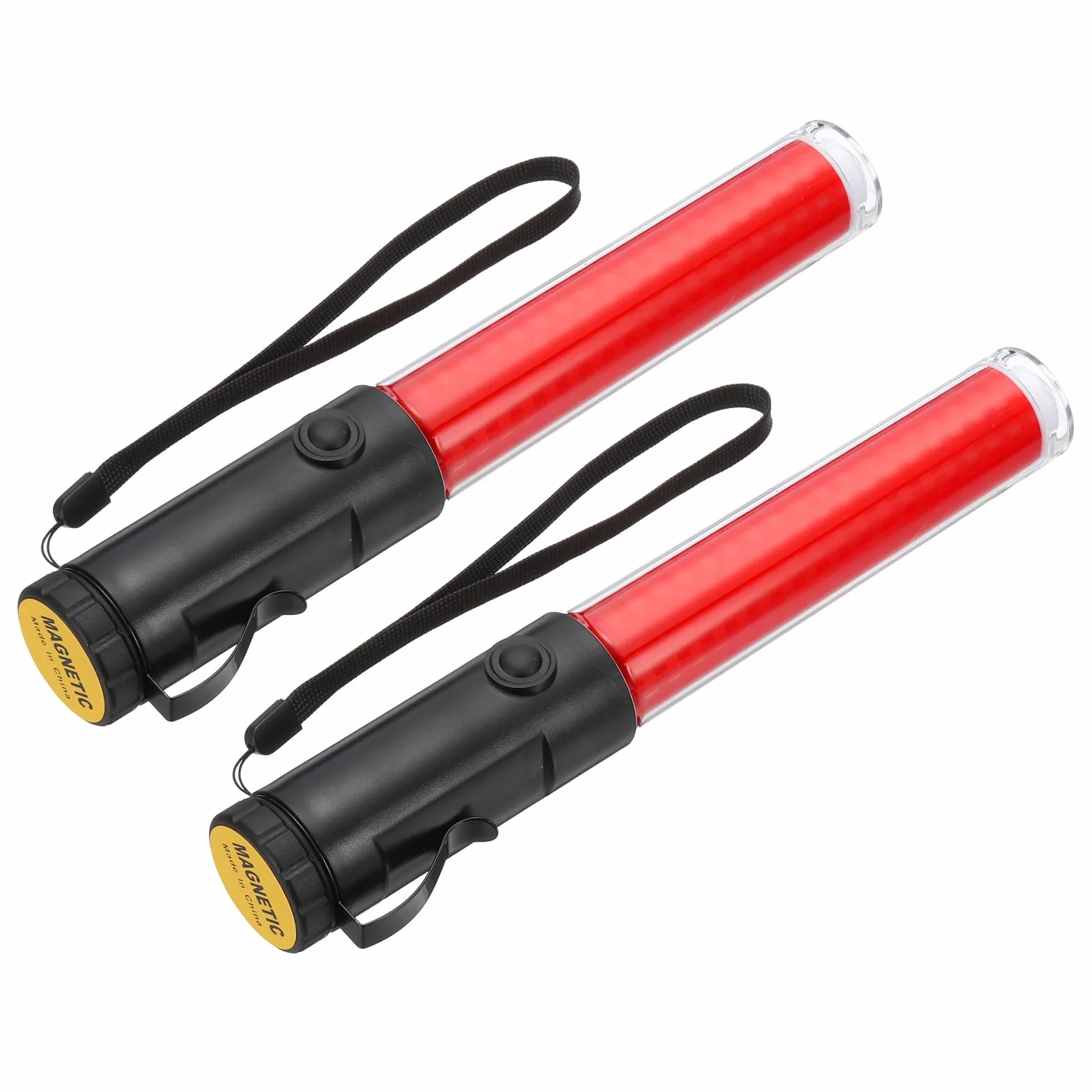 PATIKIL 2 Pacchi 11 Pollici Bacchetta Segnaletica Traffico, Bacchetta Controllo Traffico Aereo Torcia LED Con 3 Modalità Lampeggiante Clip Laterale Cinturino Polso Laccio, Rosso